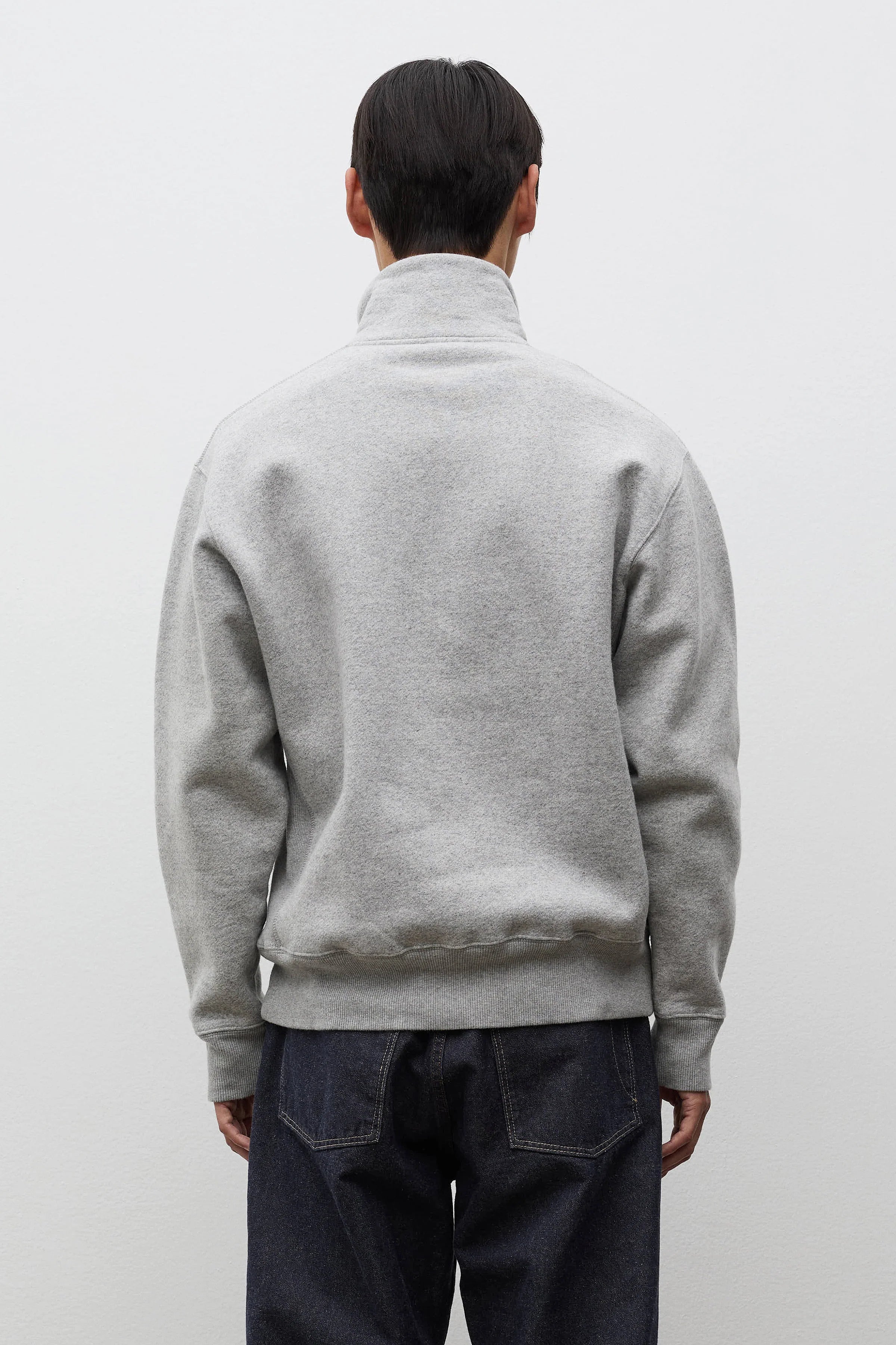 Flossli Relaxed Cotton Wool Half Zip Sweatshirt Grey Melange_3