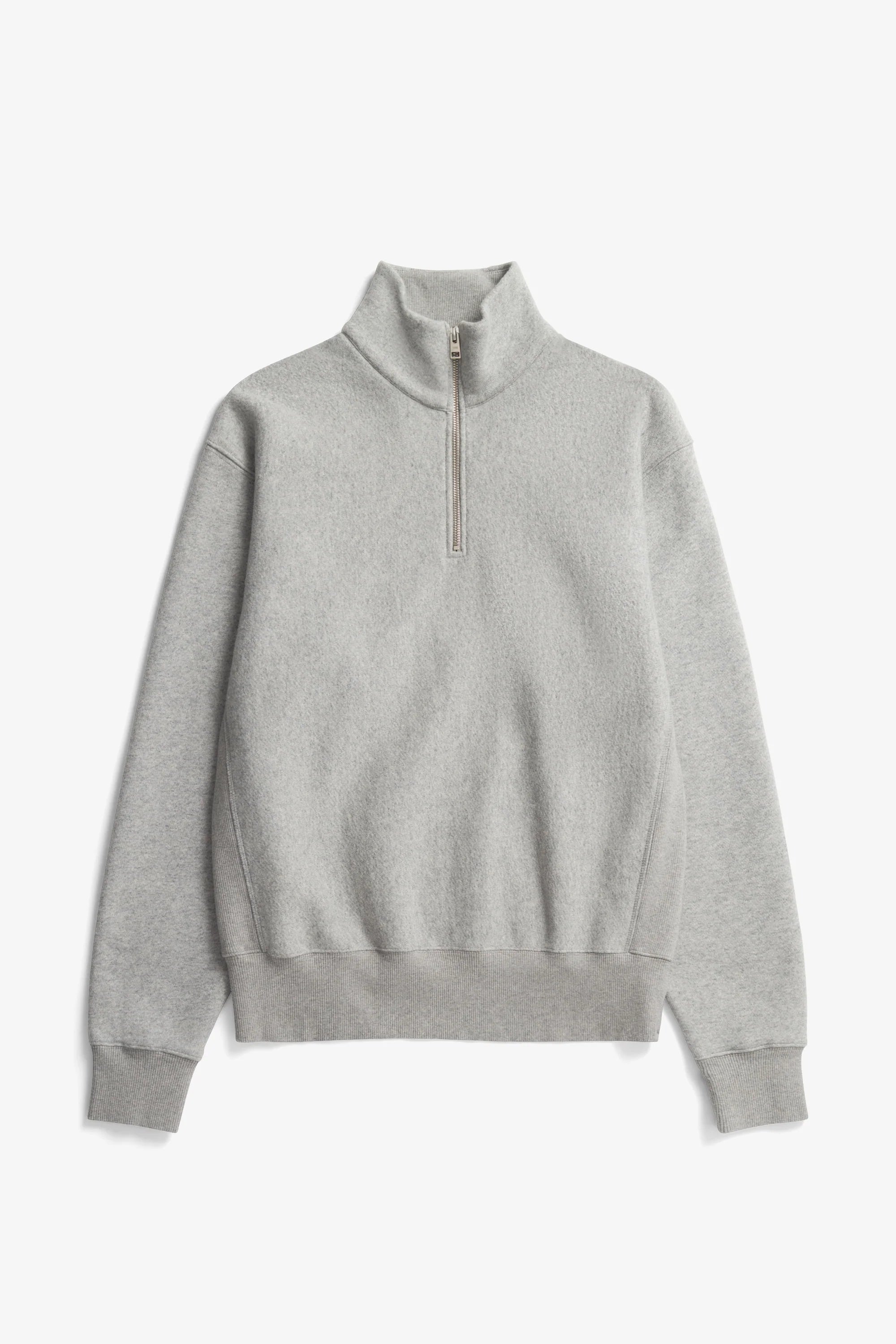 Flossli Relaxed Cotton Wool Half Zip Sweatshirt Grey Melange_5