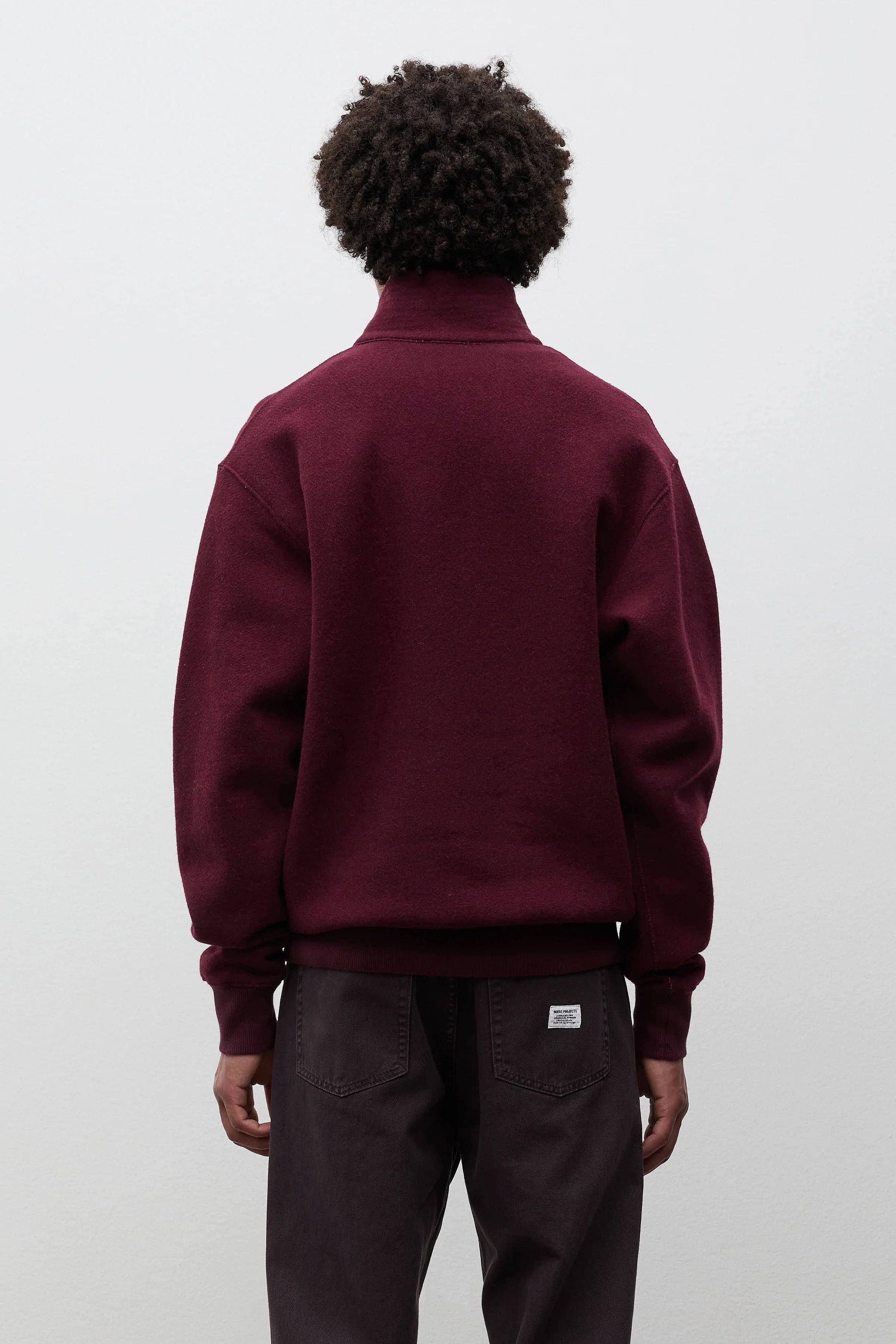 Flossli Relaxed Cotton Wool Half Zip Sweatshirt Mahogany_3