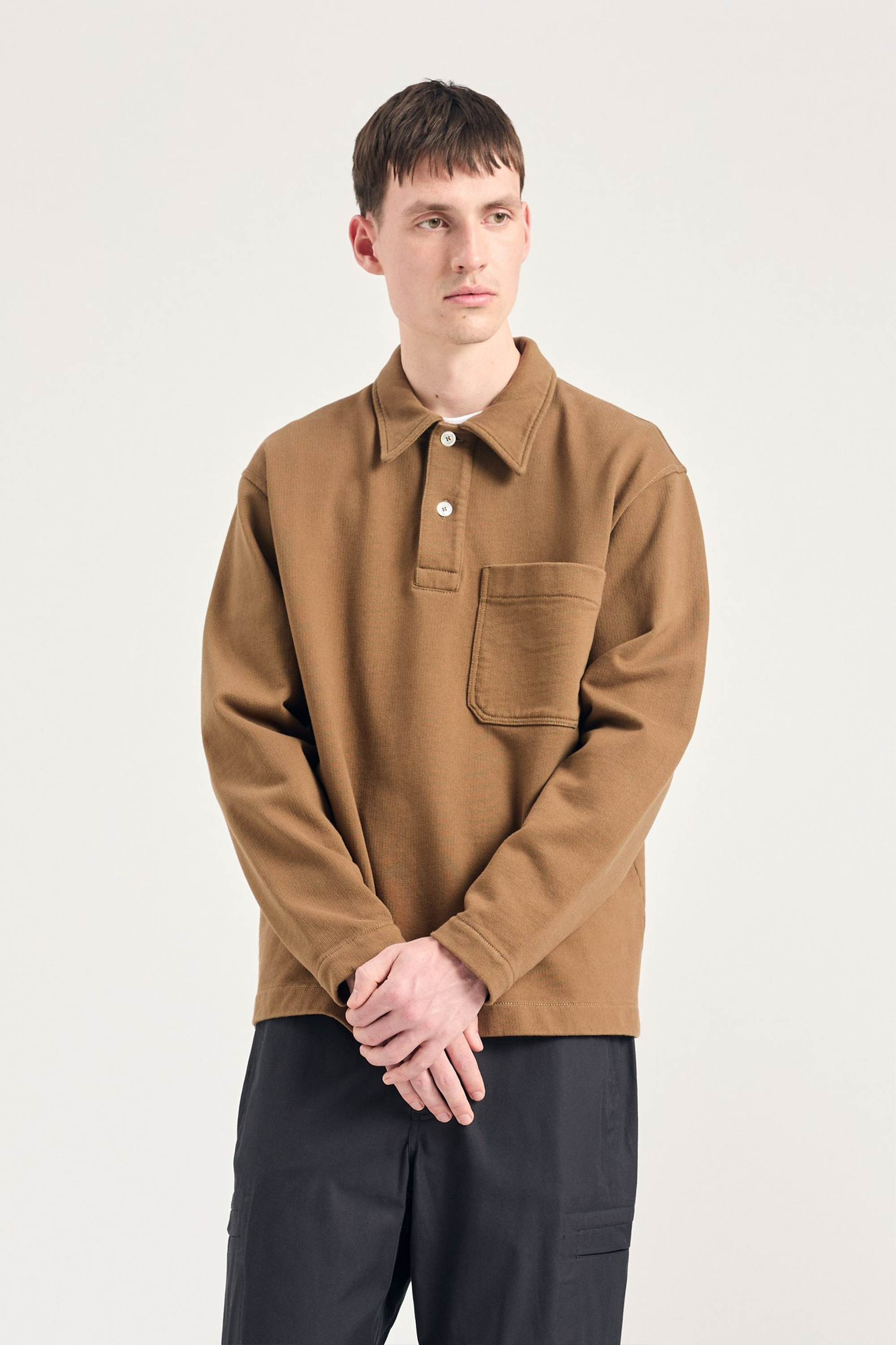 Fraser Relaxed Organic Loopback LS Polo Oak