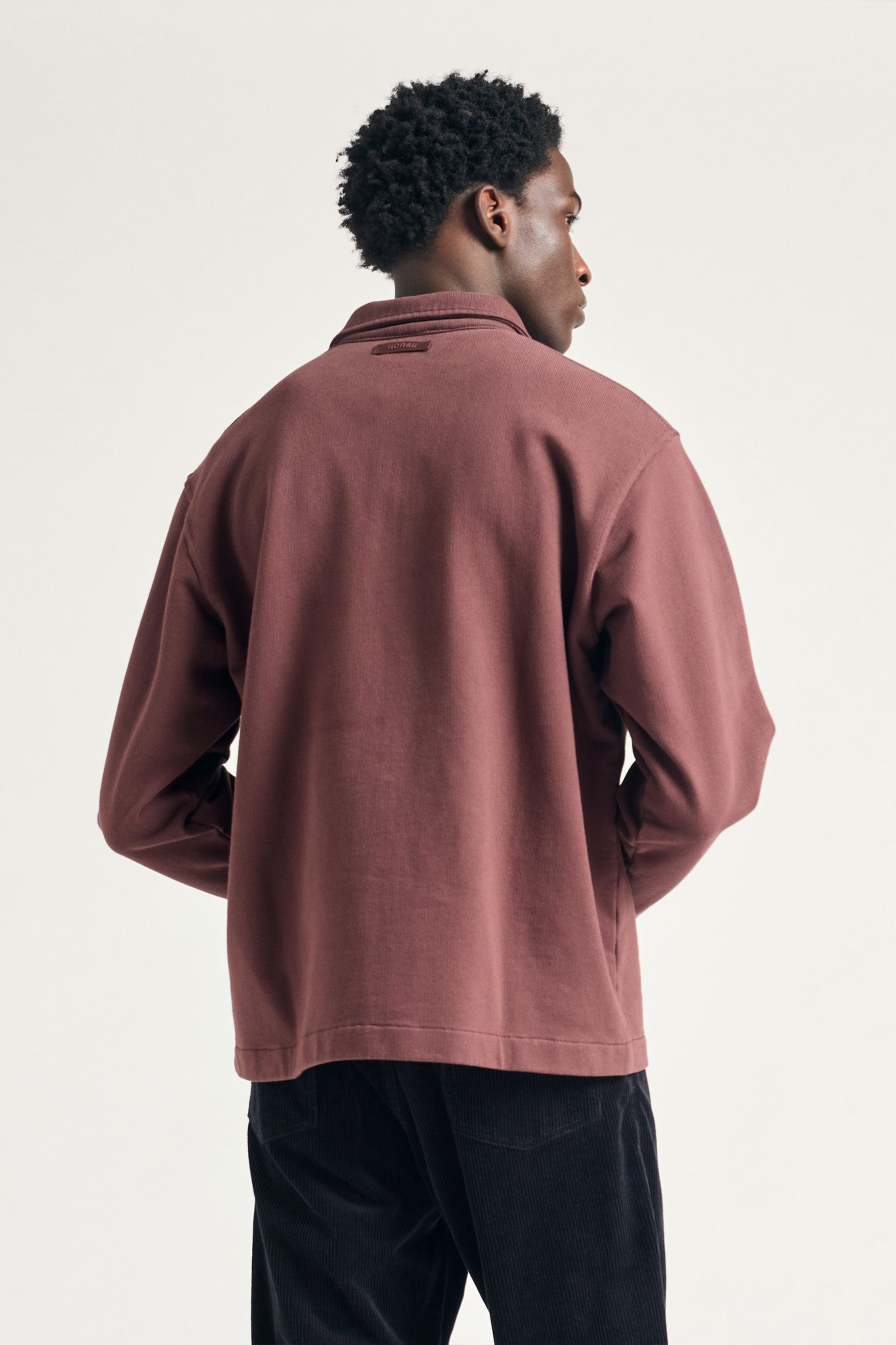 Fraser Relaxed Organic Loopback LS Polo Mahogany