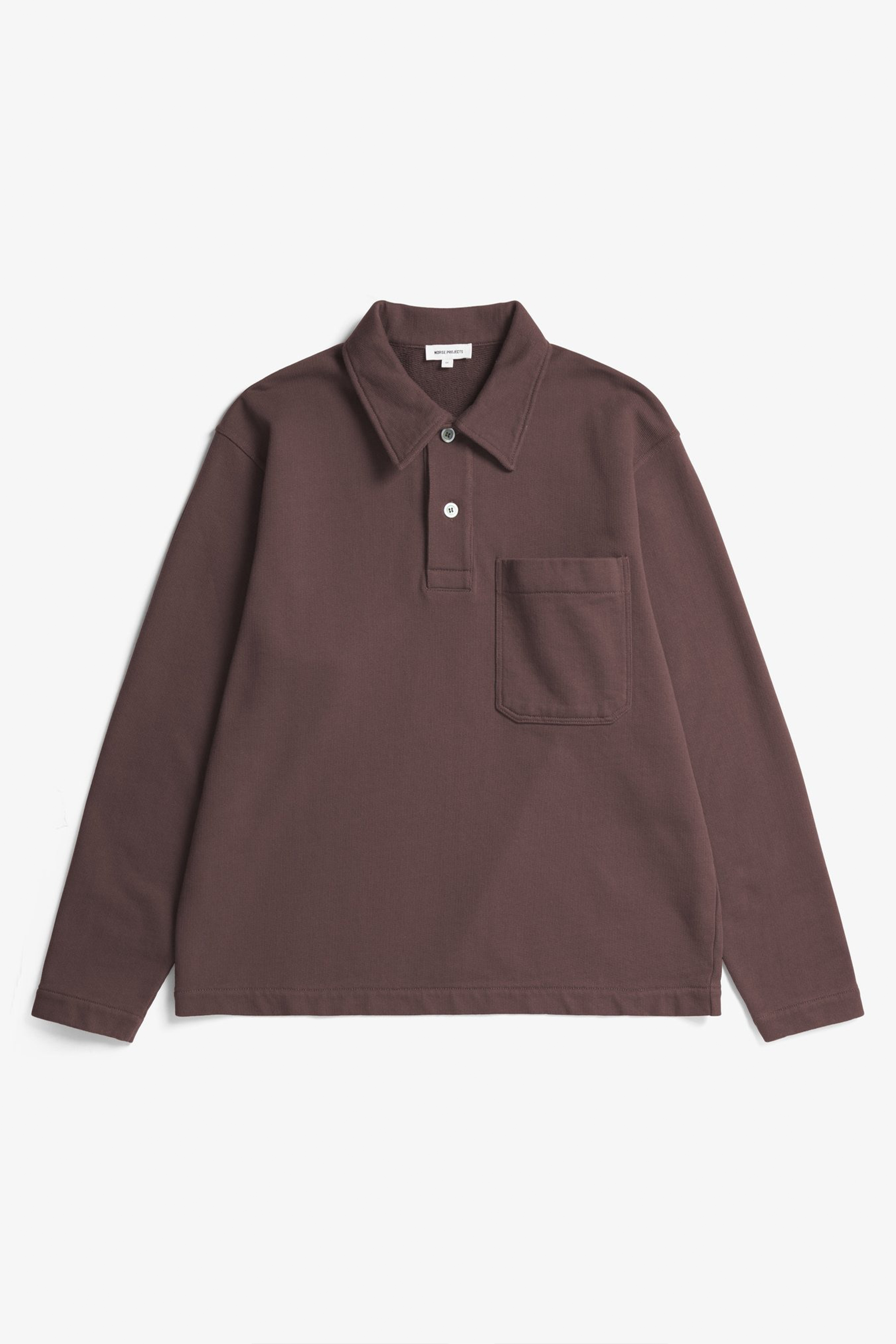 Fraser Relaxed Organic Loopback LS Polo Mahogany