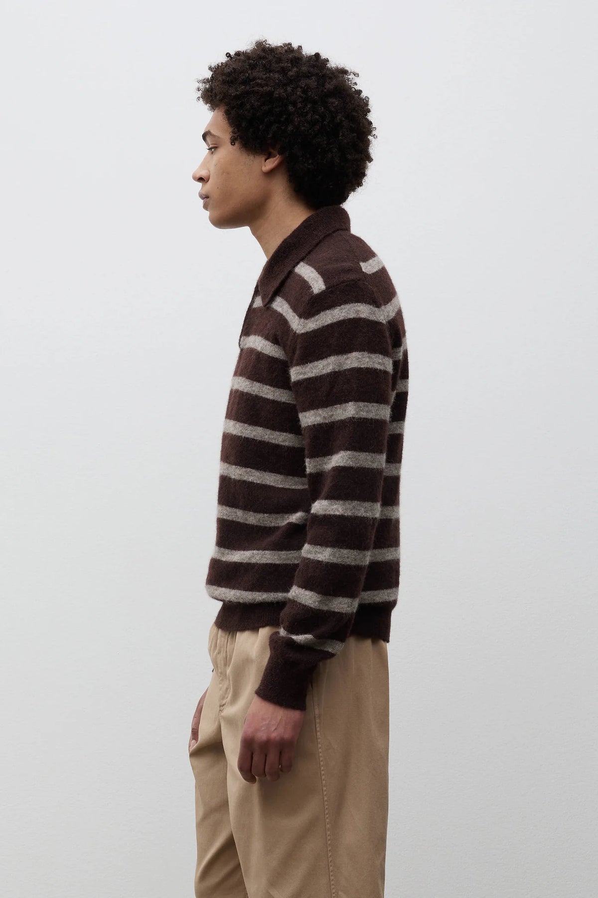 Gudme Baby Alpaca Stripe Polo Delicioso Brown_4