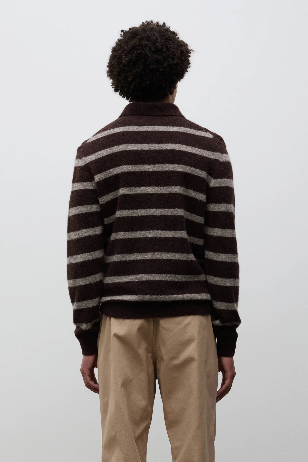 Gudme Baby Alpaca Stripe Polo Delicioso Brown_5