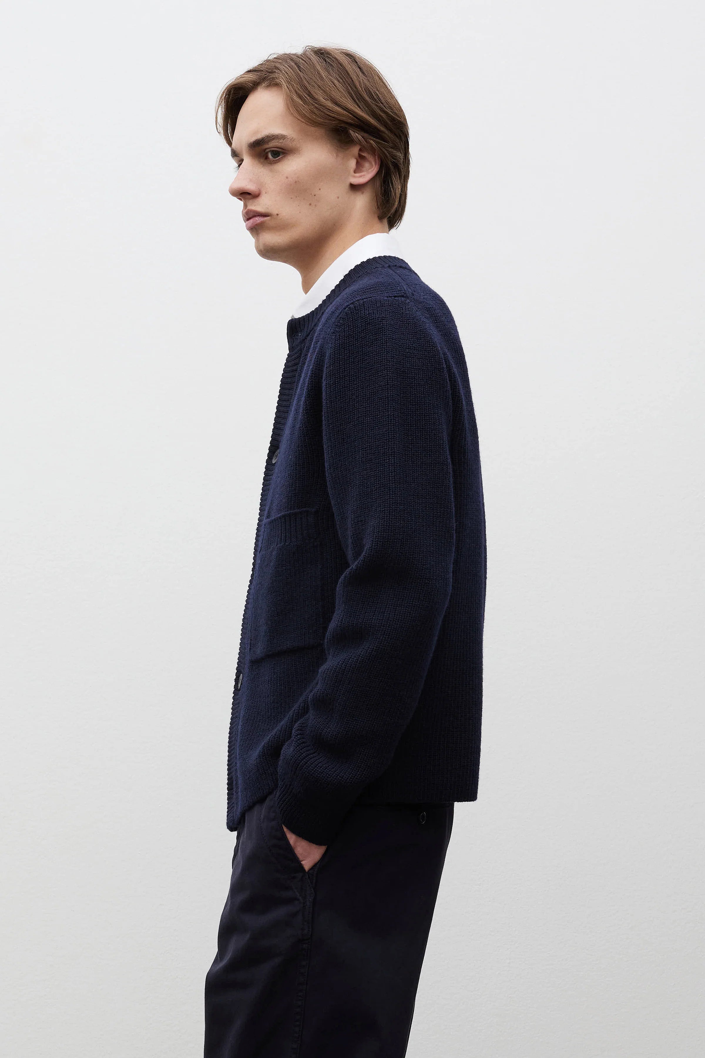 Gullverket Cotton Wool Rib Cardigan Dark Navy_2