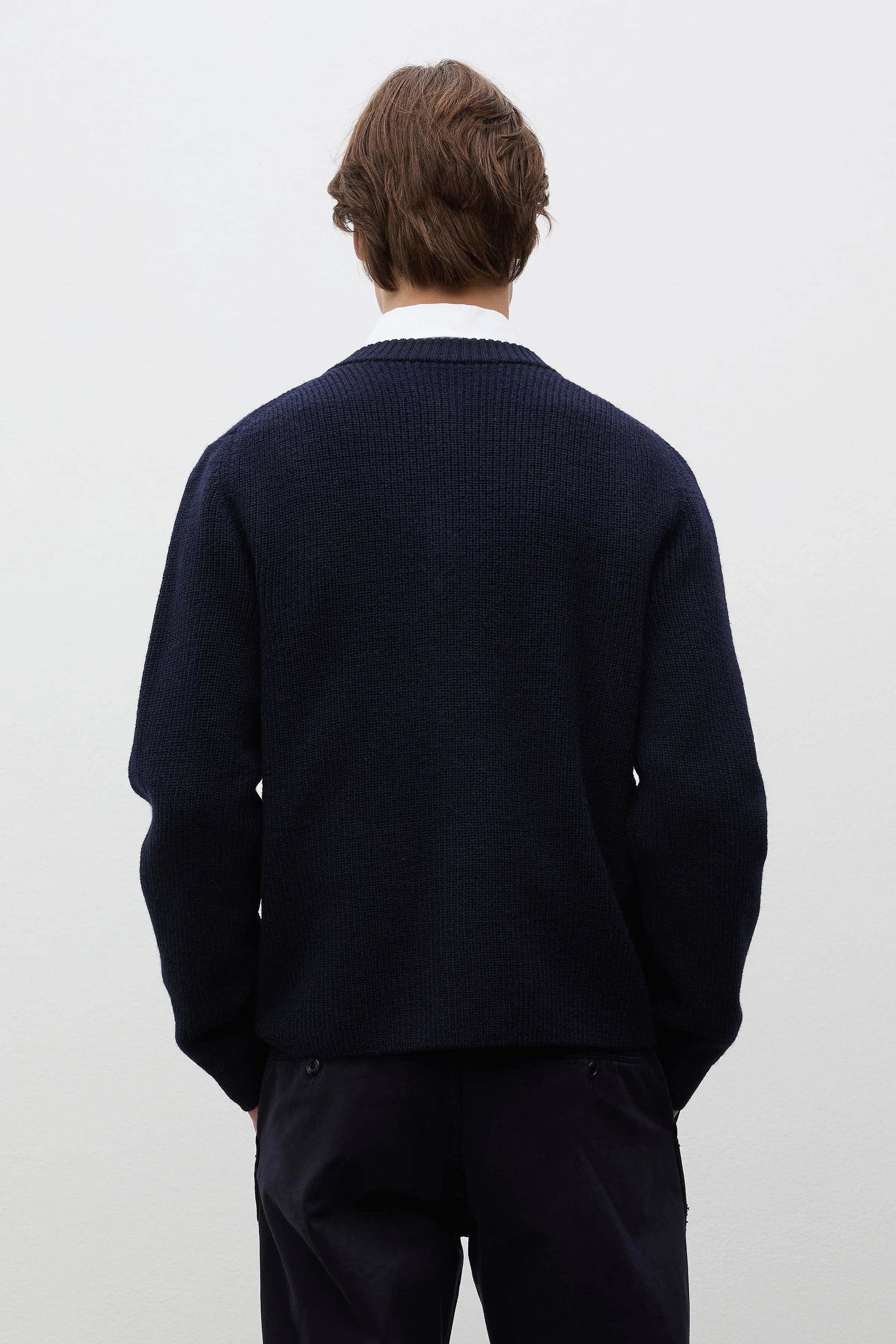 Gullverket Cotton Wool Rib Cardigan Dark Navy_3