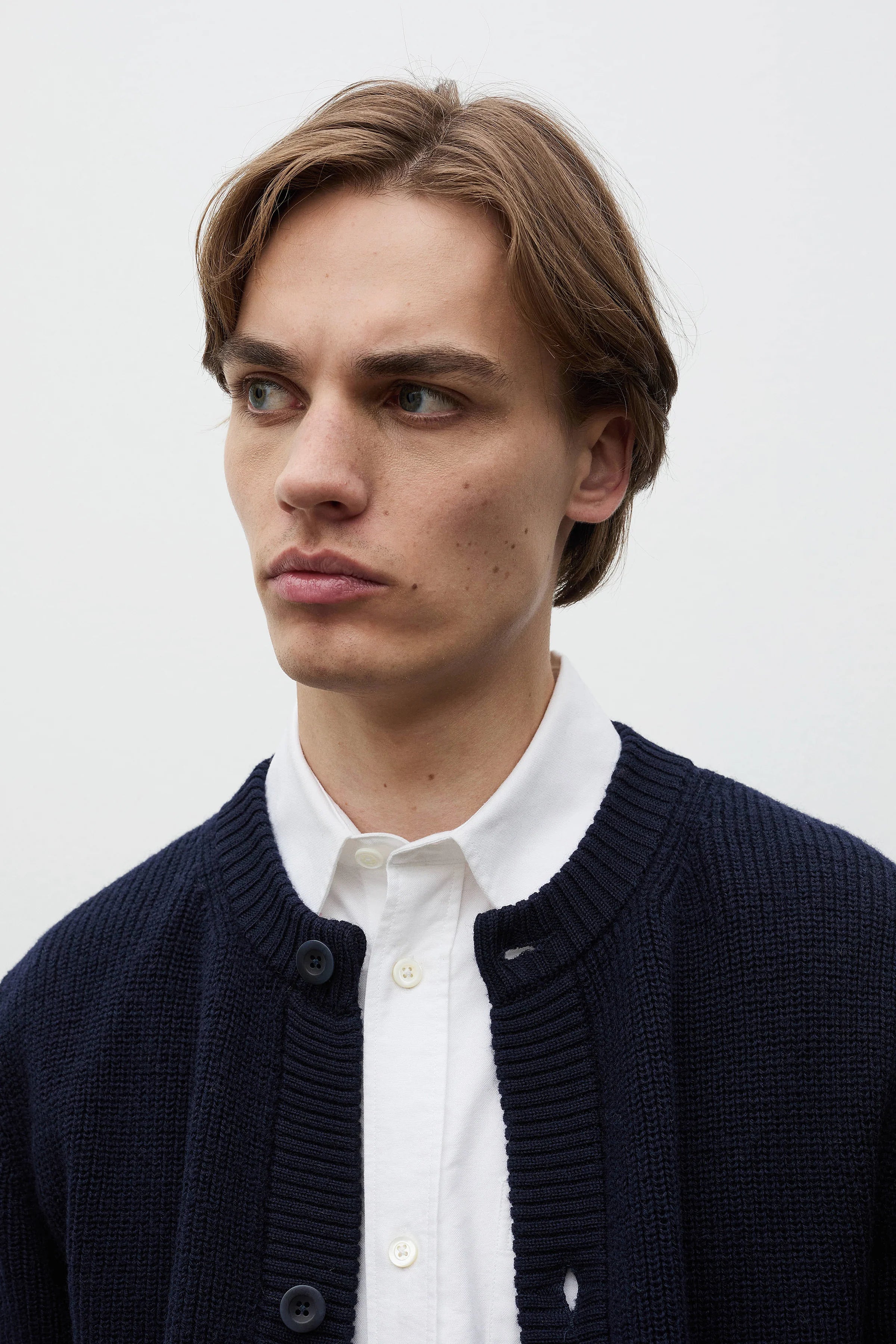 Gullverket Cotton Wool Rib Cardigan Dark Navy_4