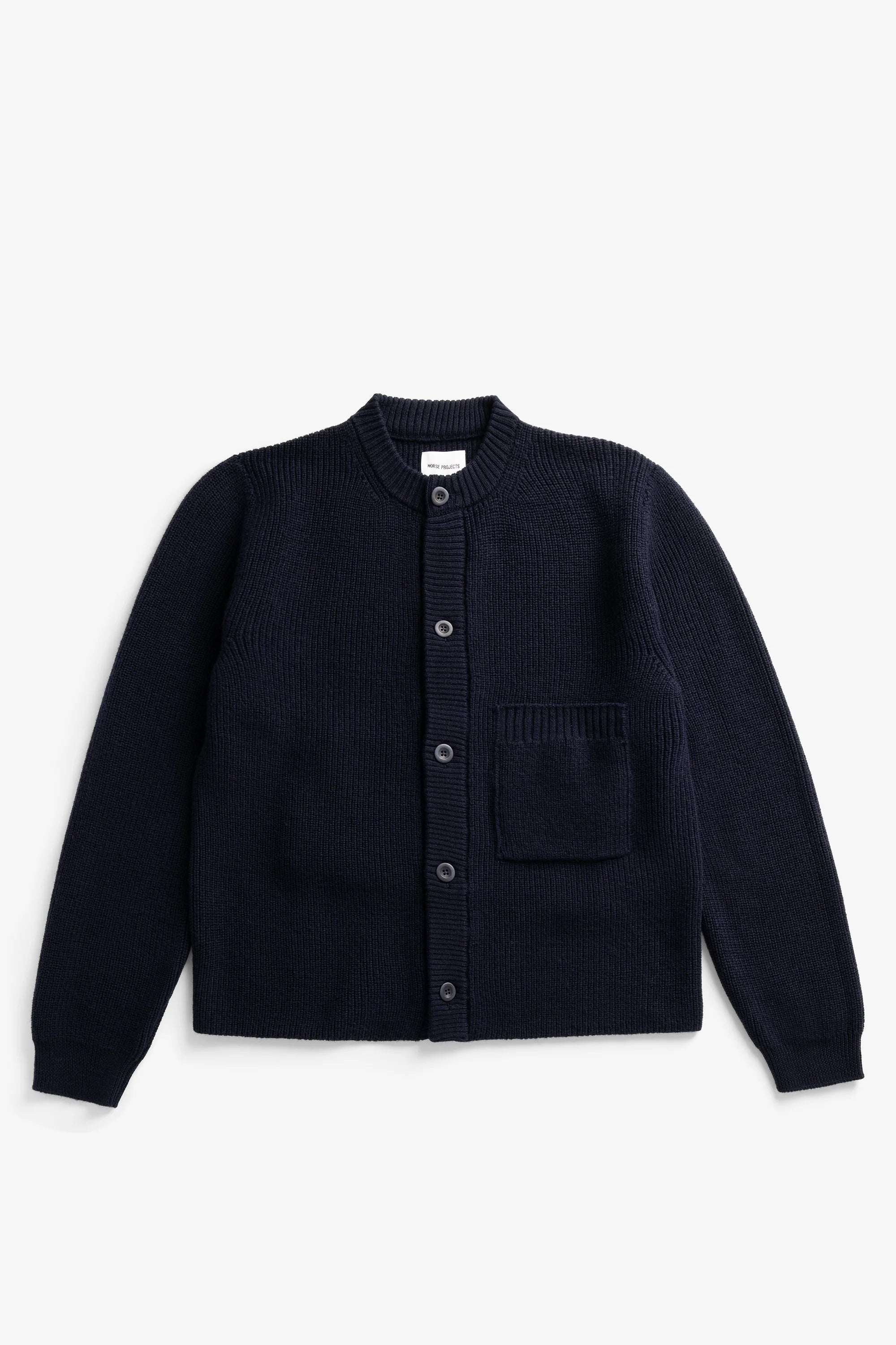 Gullverket Cotton Wool Rib Cardigan Dark Navy_5