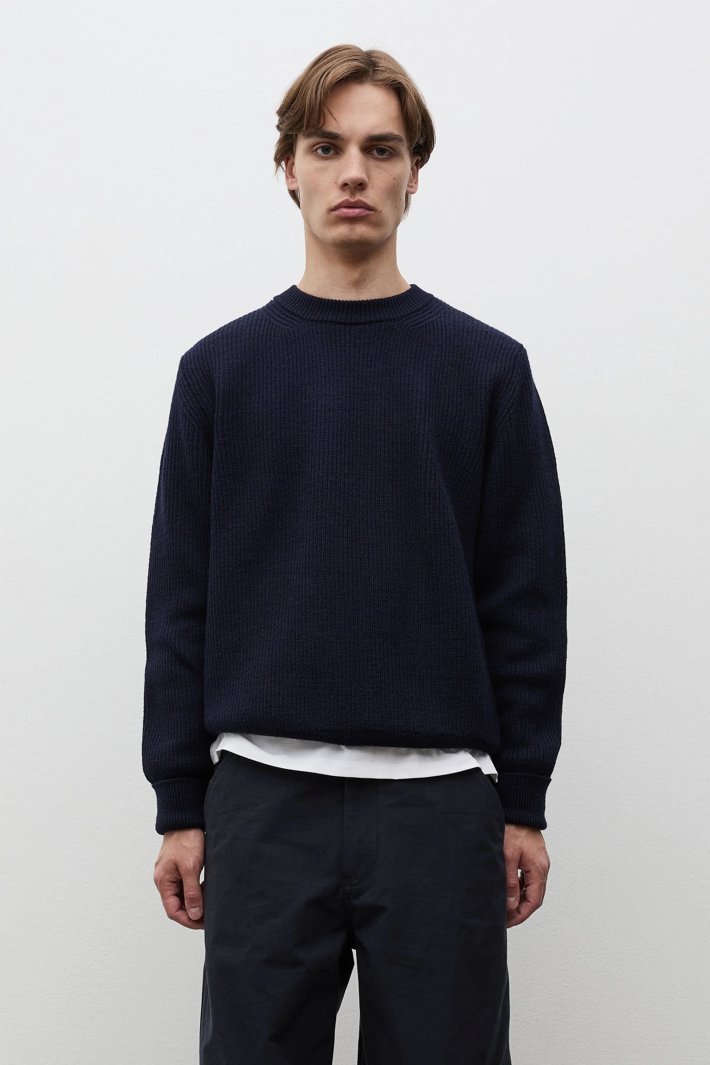 Henning Cotton Wool Rib Sweater Dark Navy
