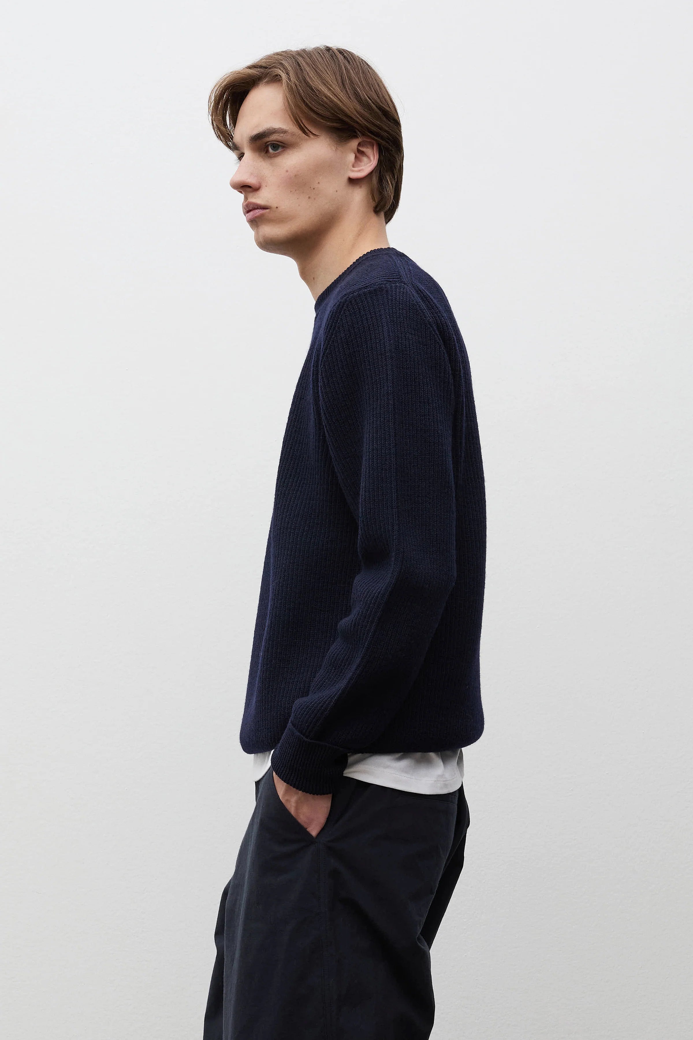 Henning Cotton Wool Rib Sweater Dark Navy_2