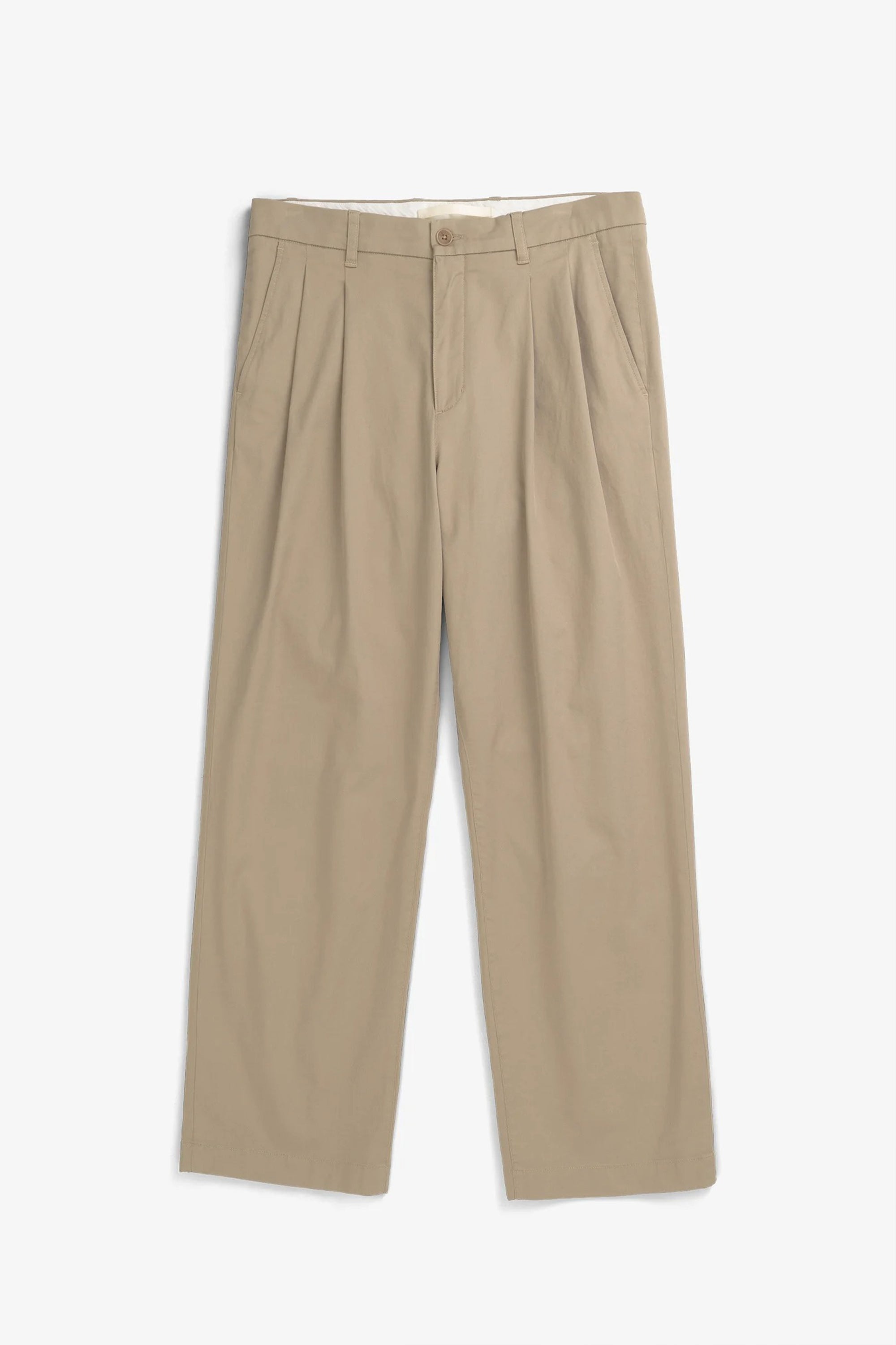 Hestur Relaxed Twill Pleated Trouser Light Khaki_3