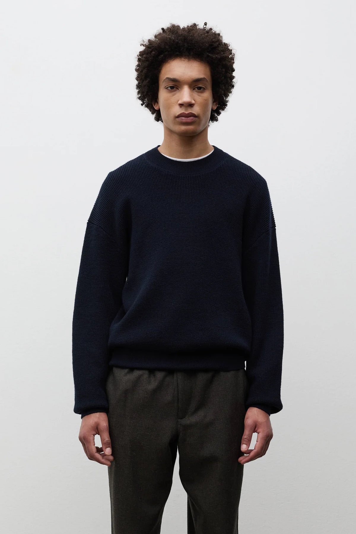 Hirtshals Tech Merino Waffle Crewneck Dark Navy_2