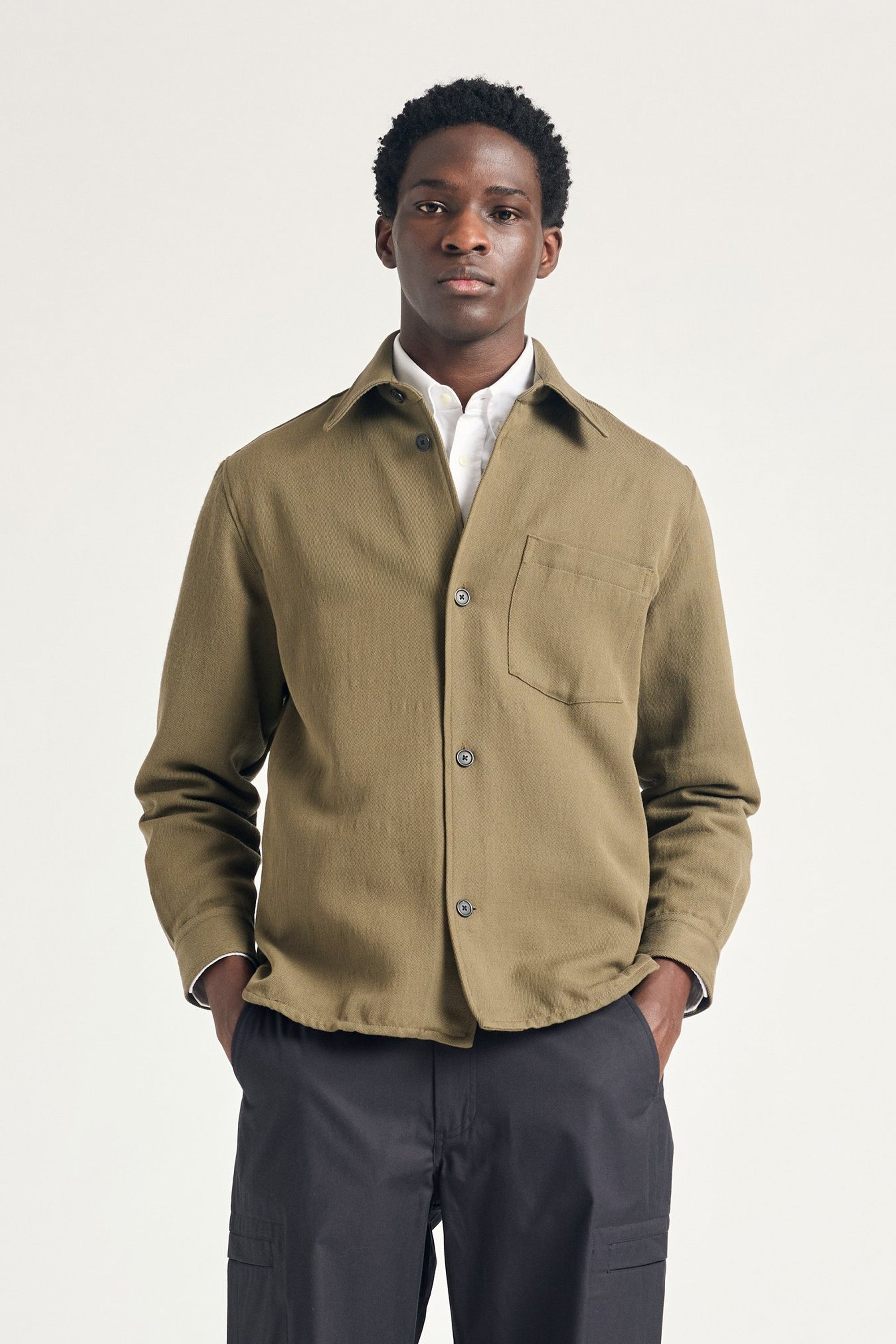 Hjalmer Cavalry Cotton Wool Over Shirt Olive Night_1