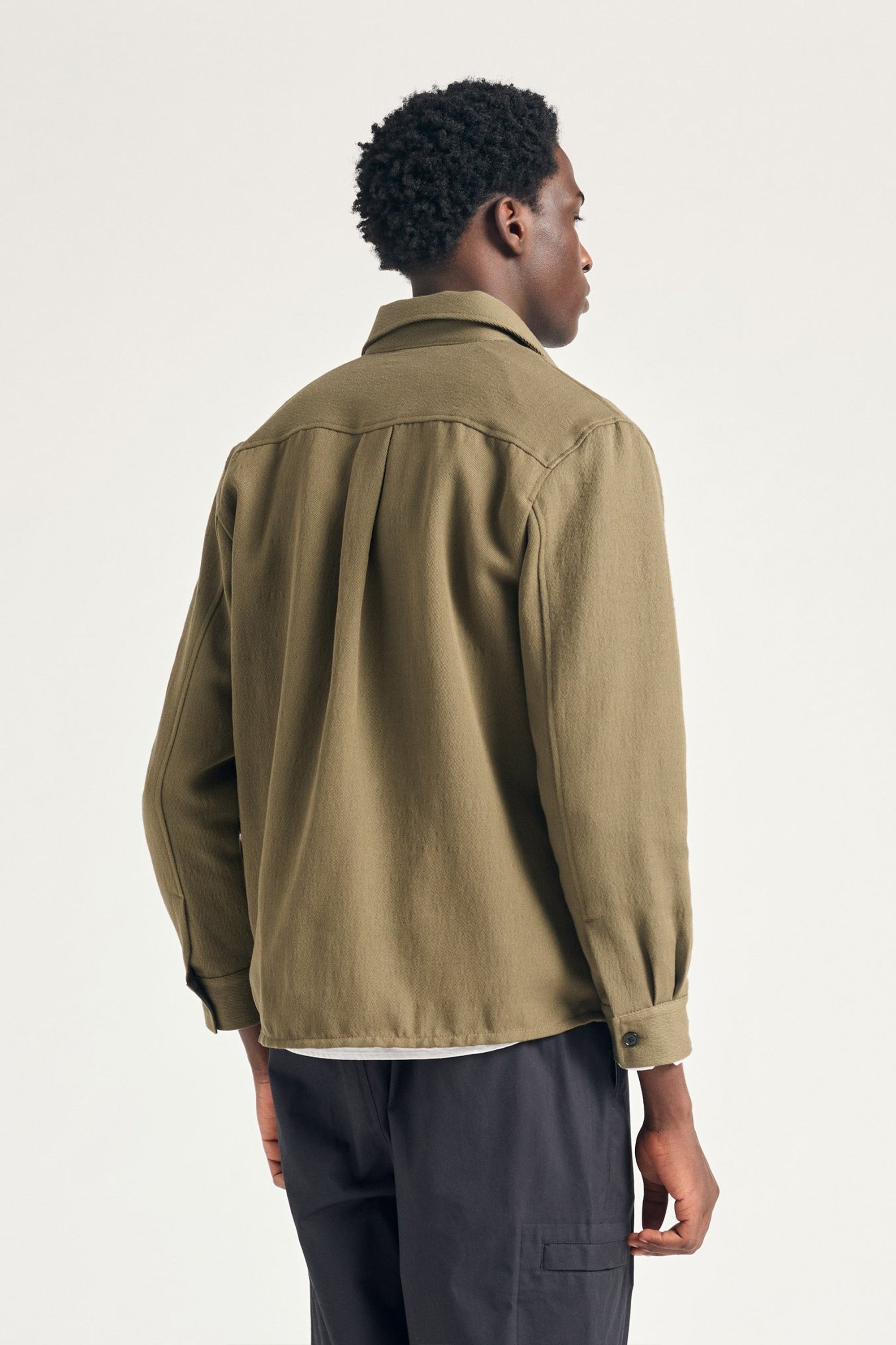 Hjalmer Cavalry Cotton Wool Over Shirt Olive Night