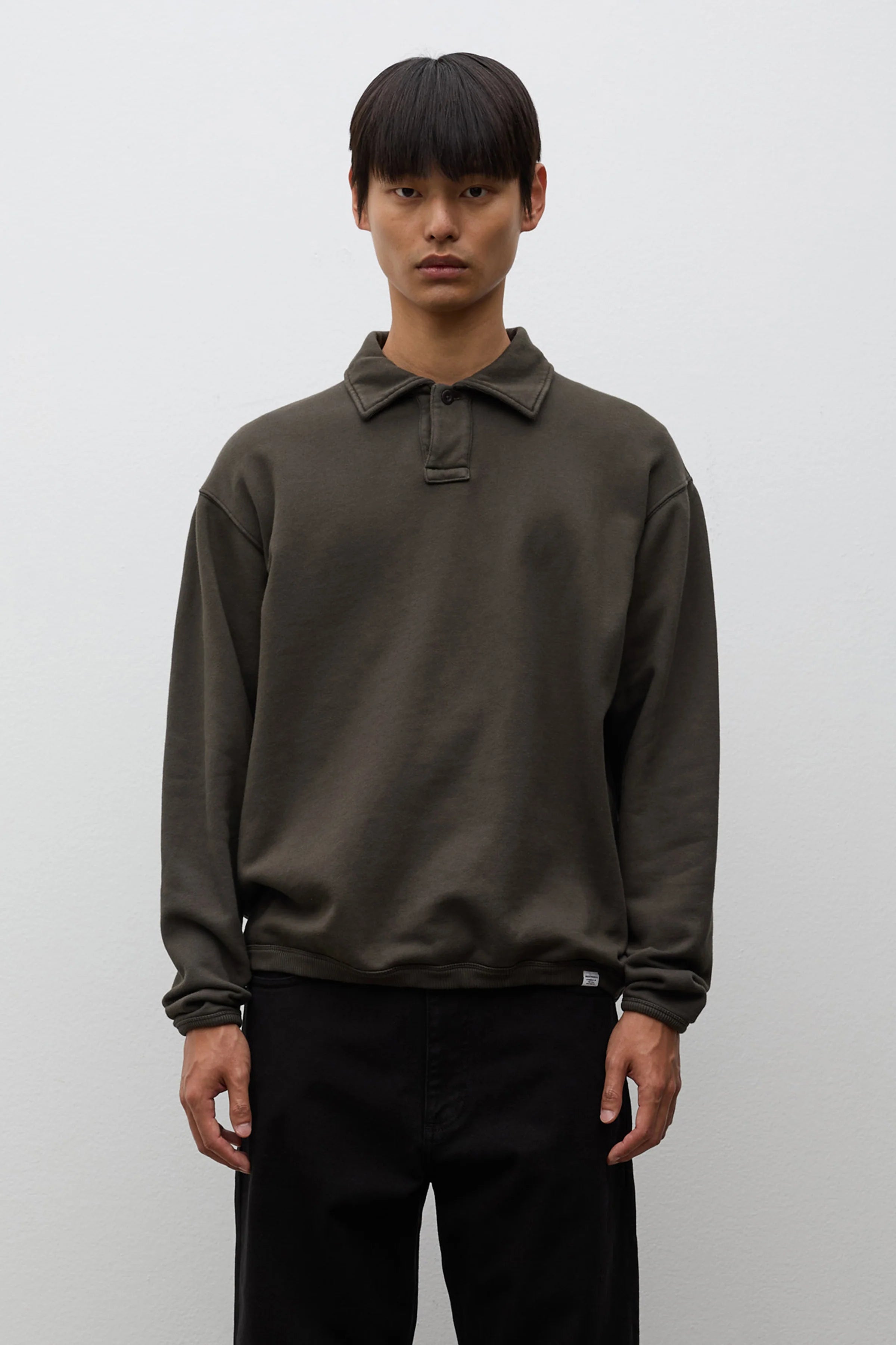 Hjartdal Brushed Diagonal Cotton Fleece Polo Beech Green_1