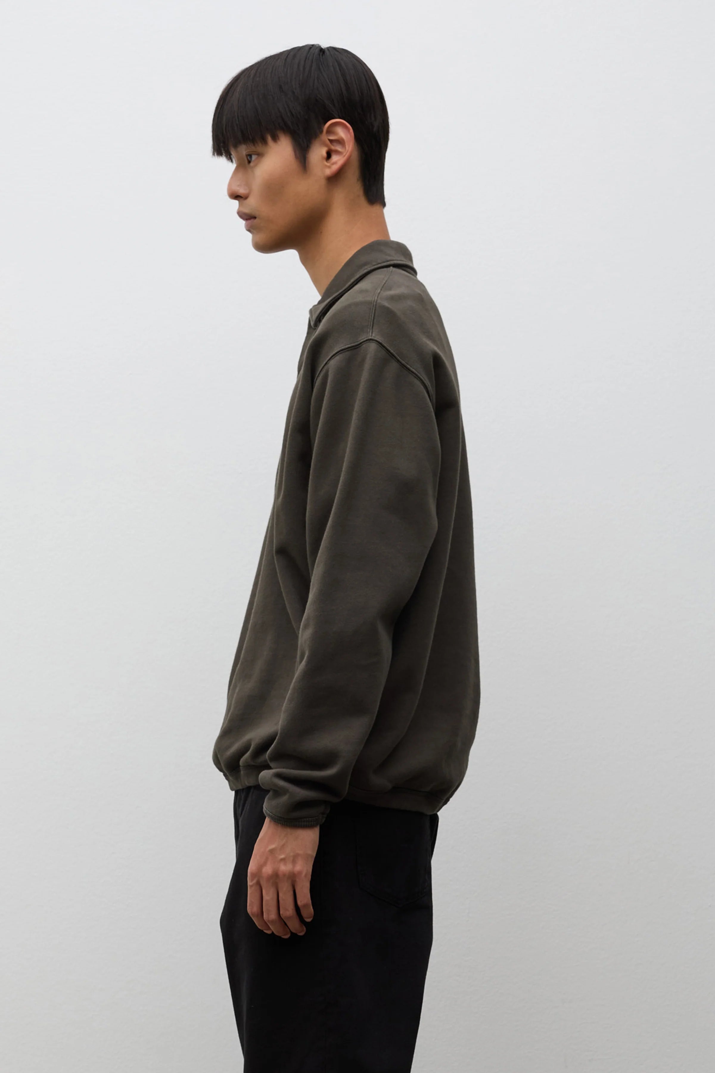 Hjartdal Brushed Diagonal Cotton Fleece Polo Beech Green_2