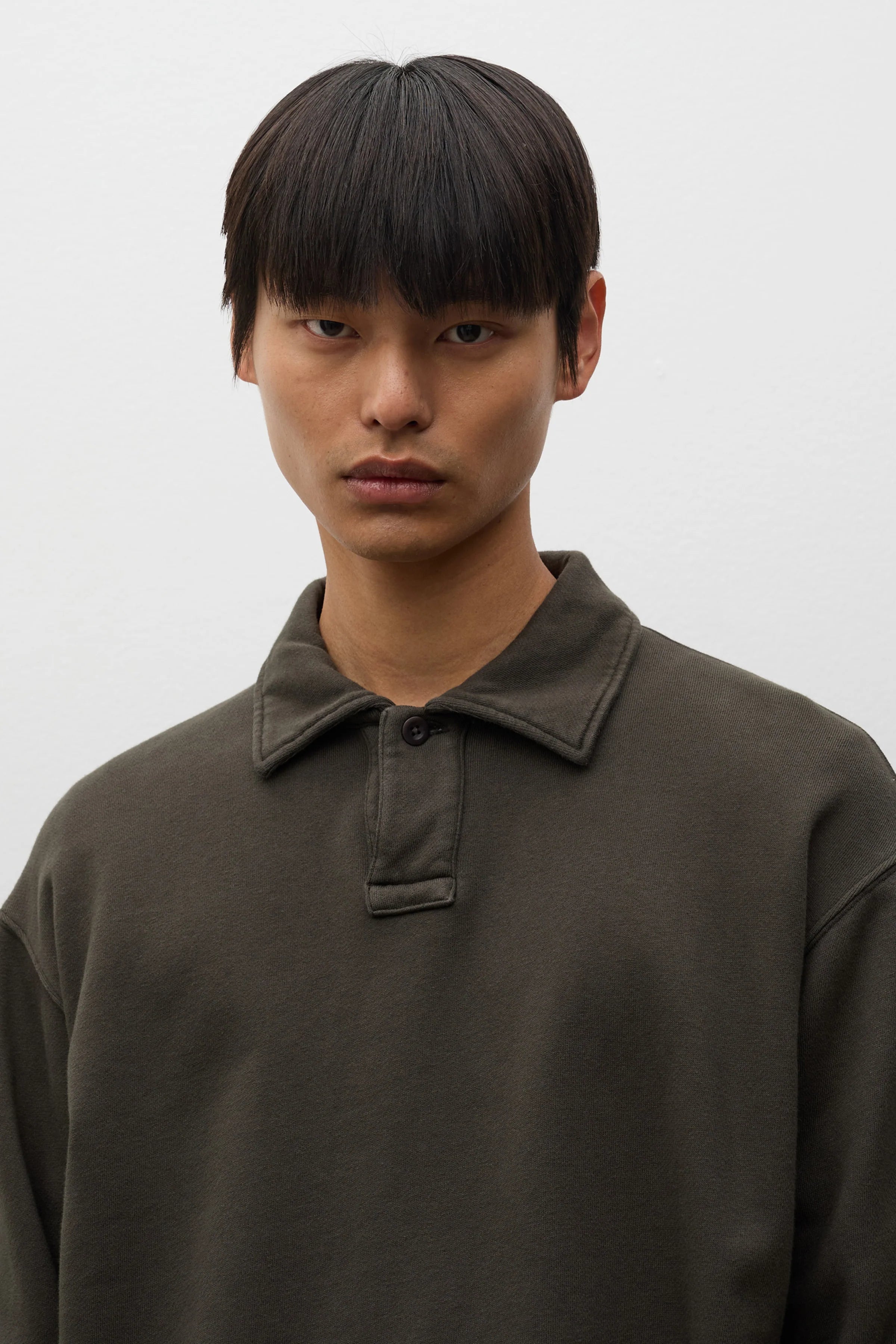 Hjartdal Brushed Diagonal Cotton Fleece Polo Beech Green_4