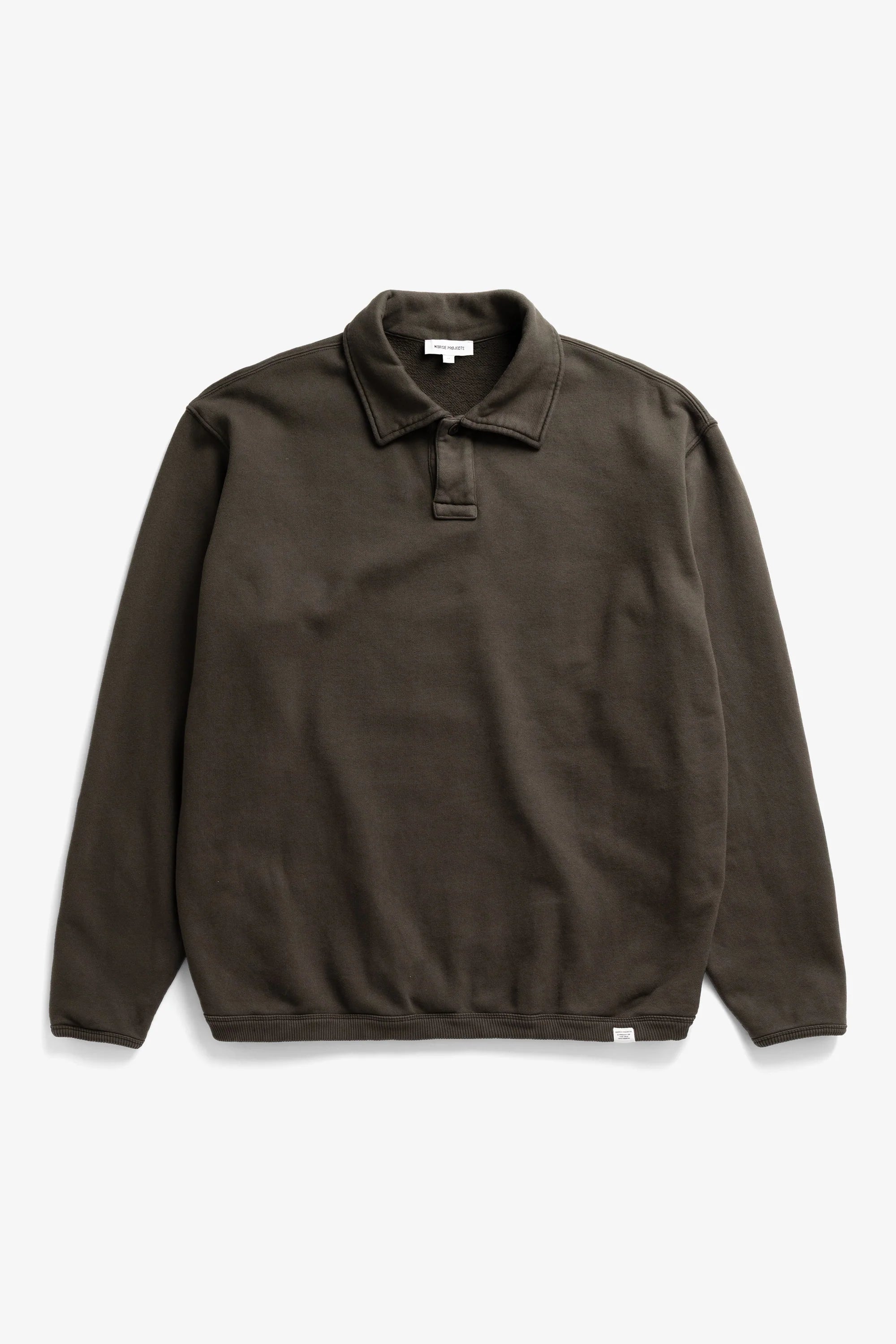Hjartdal Brushed Diagonal Cotton Fleece Polo Beech Green_5
