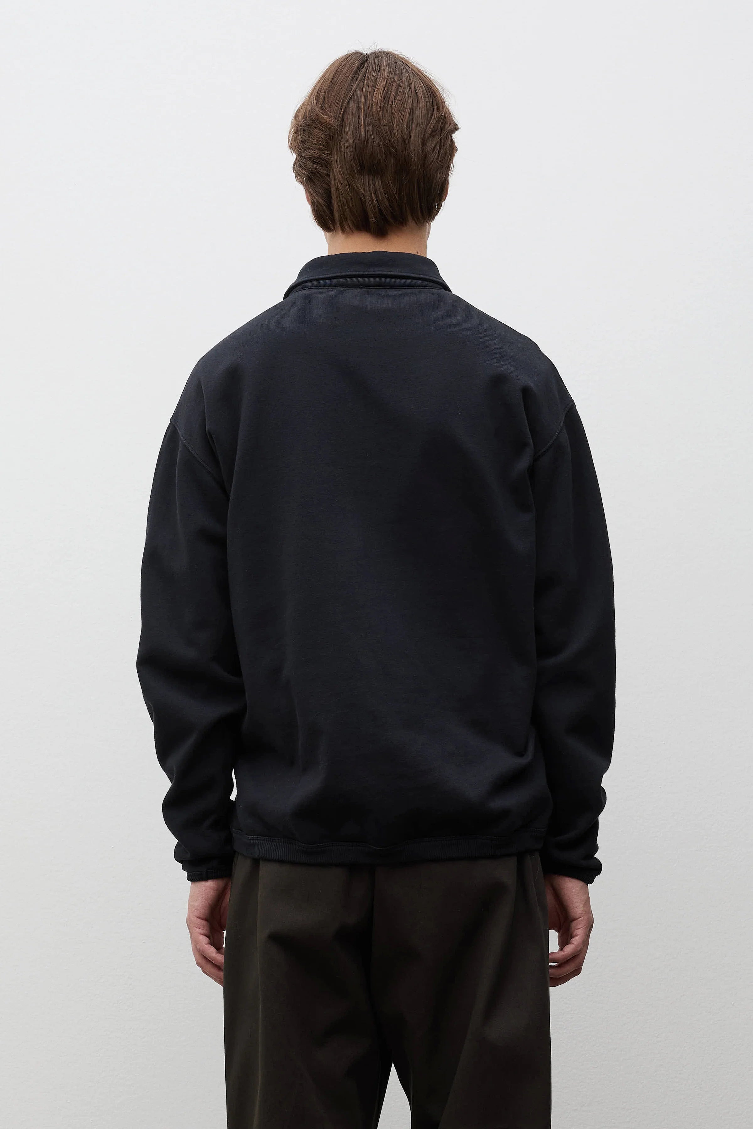Hjartdal Brushed Diagonal Cotton Fleece Polo Black_3