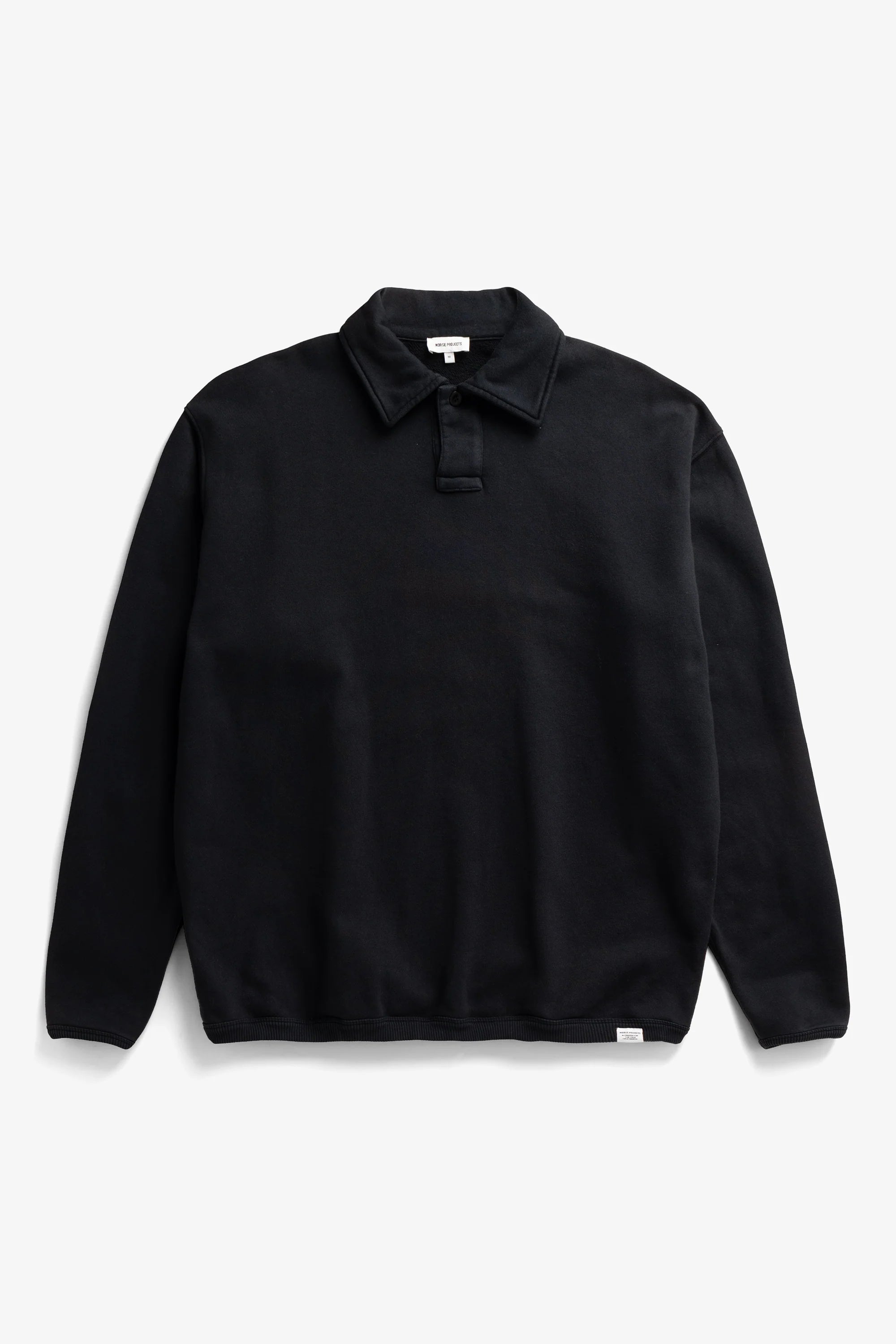 Hjartdal Brushed Diagonal Cotton Fleece Polo Black_5