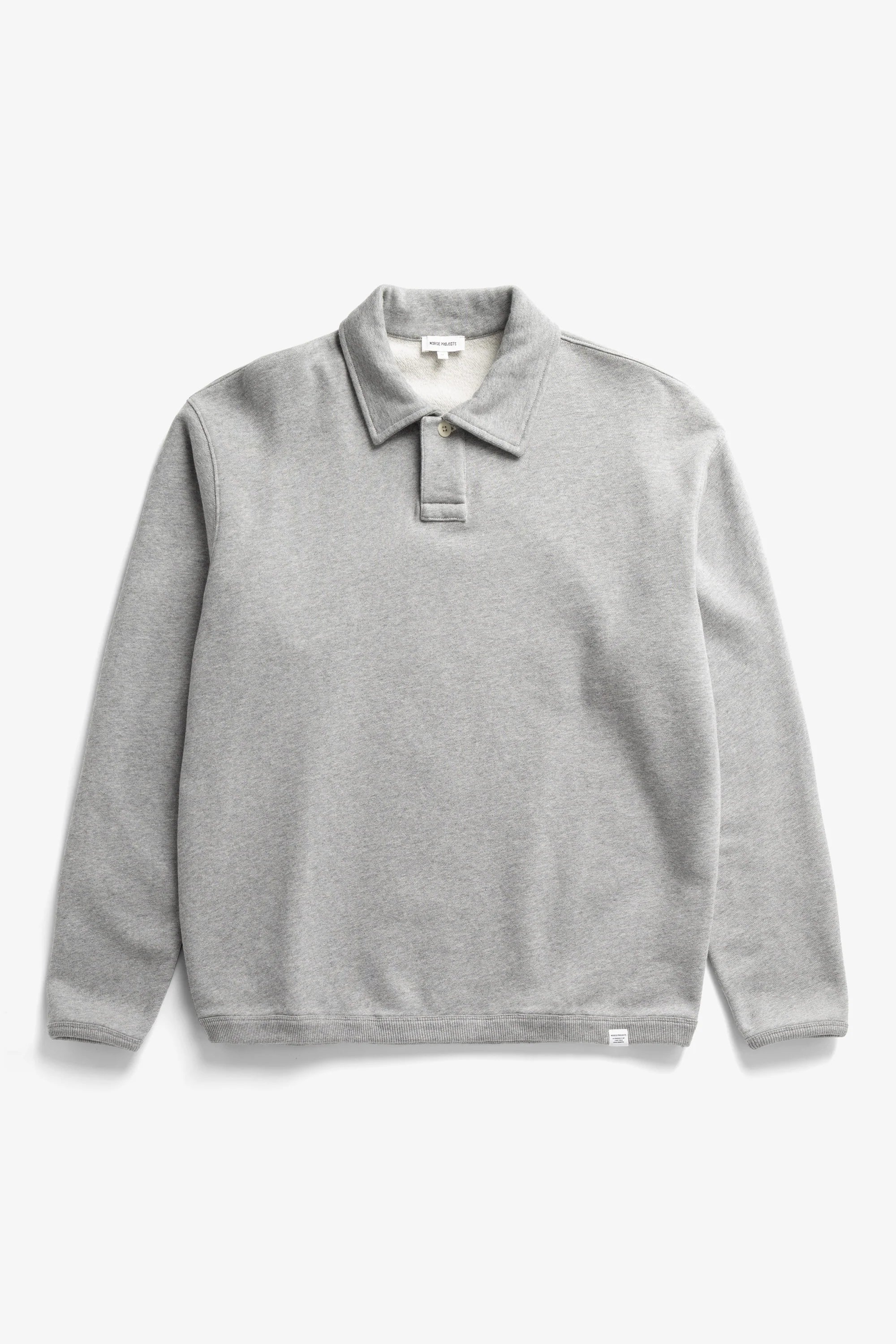 Hjartdal Brushed Diagonal Cotton Fleece Polo Grey Melange_5