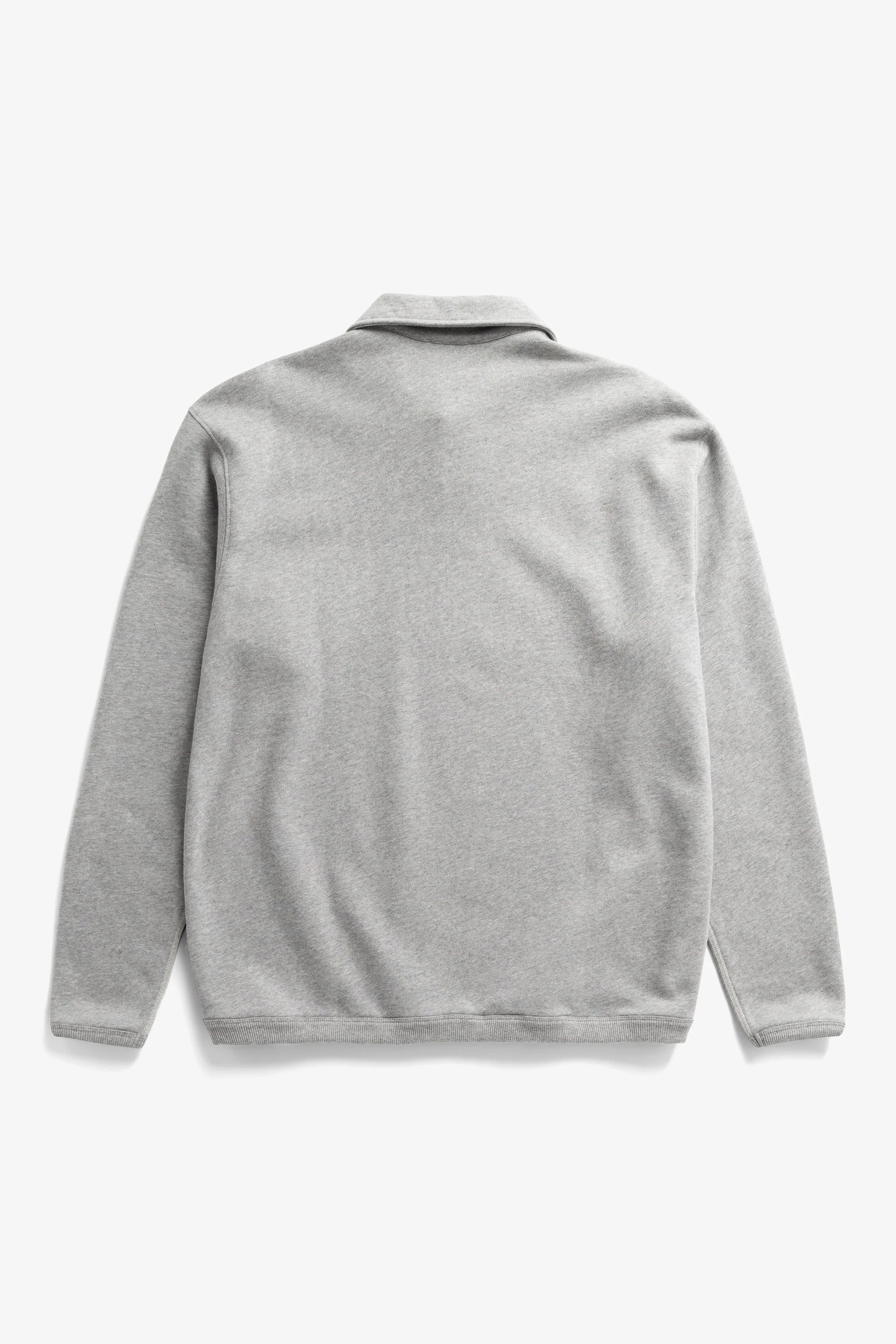 Hjartdal Brushed Diagonal Cotton Fleece Polo Grey Melange_6