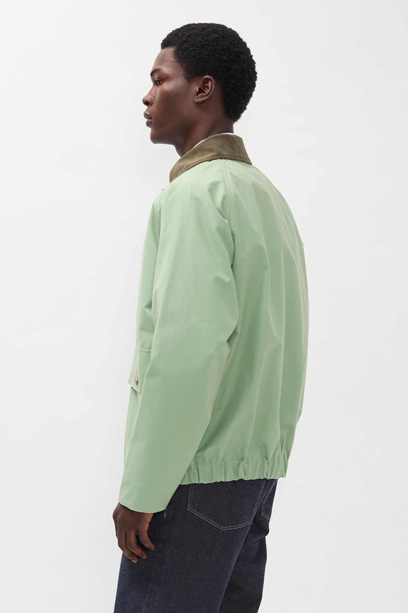 Holmen Wax Raglan Light Jacket Basil_3