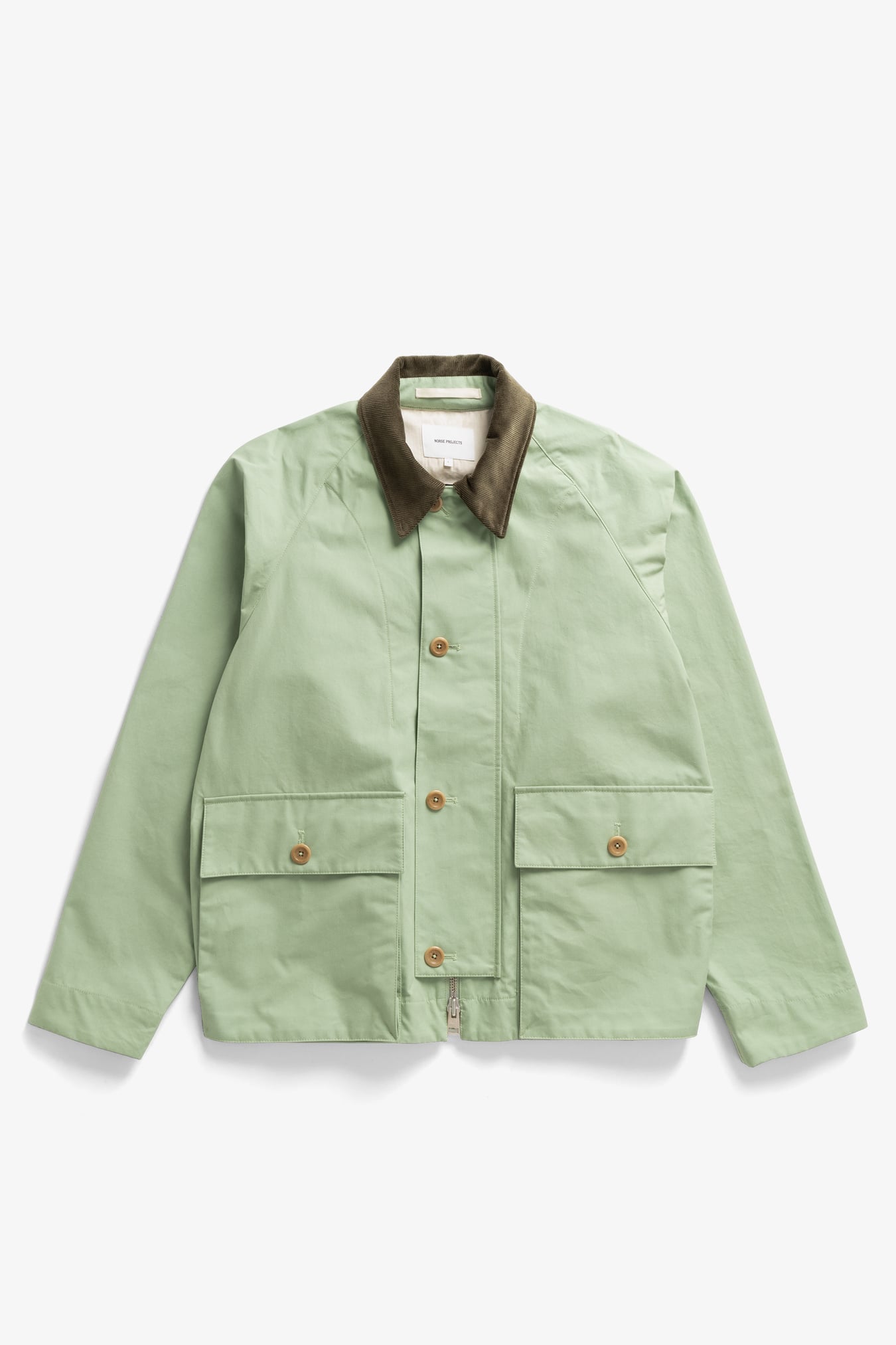 Holmen Wax Raglan Light Jacket Basil_7