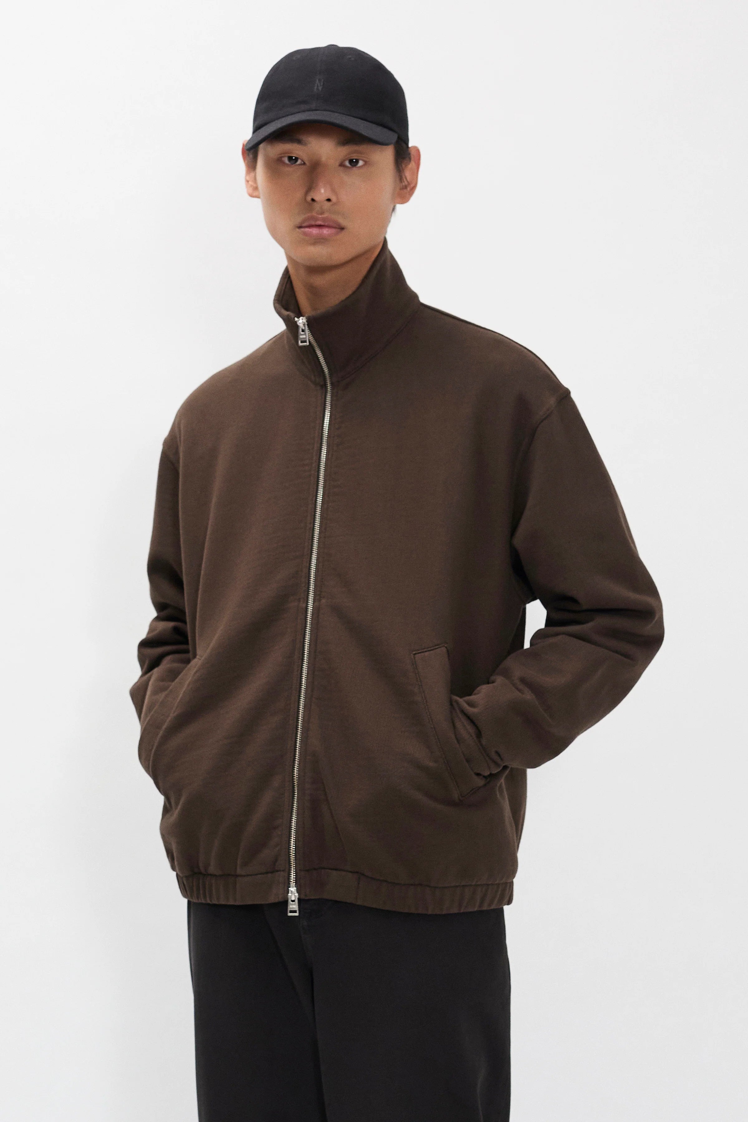 Hornidal Relaxed Organic Loopback Track Jacket Delicioso Brown