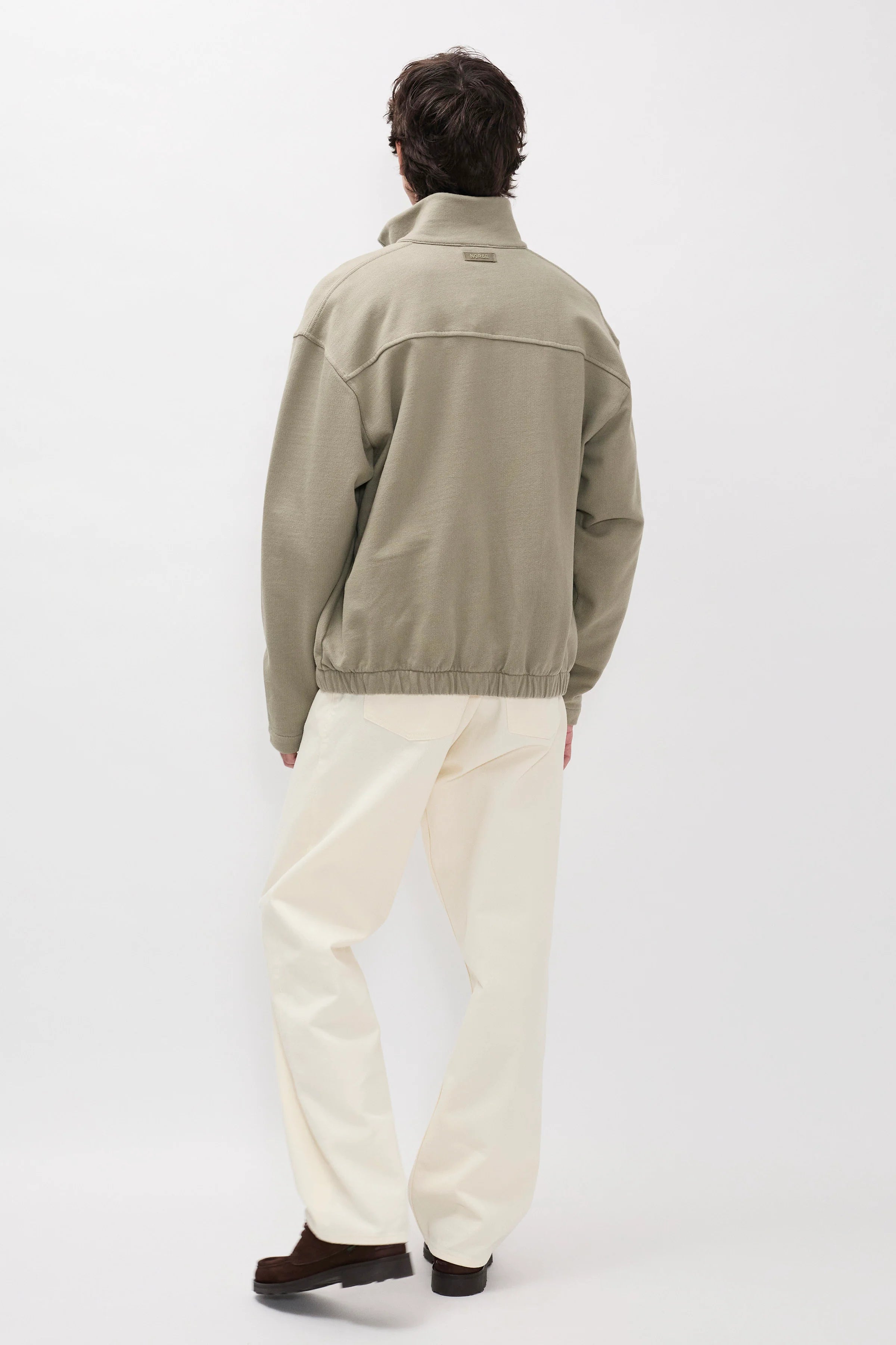 Hornidal Relaxed Organic Loopback Track Jacket Vetiver