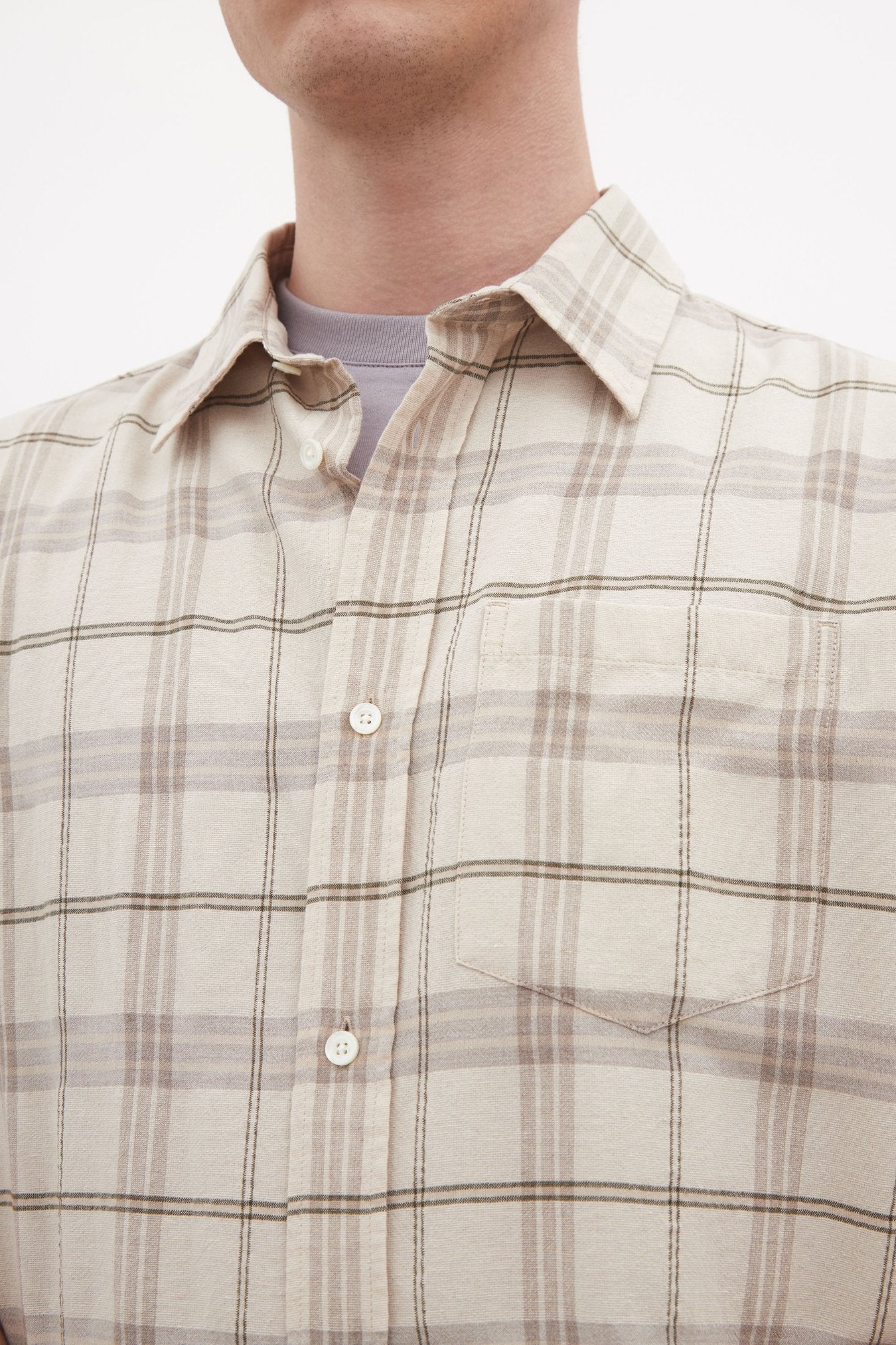 SPORTIVO STORE_Ivan Relaxed Texture Check SS Shirt Oatmeal_4