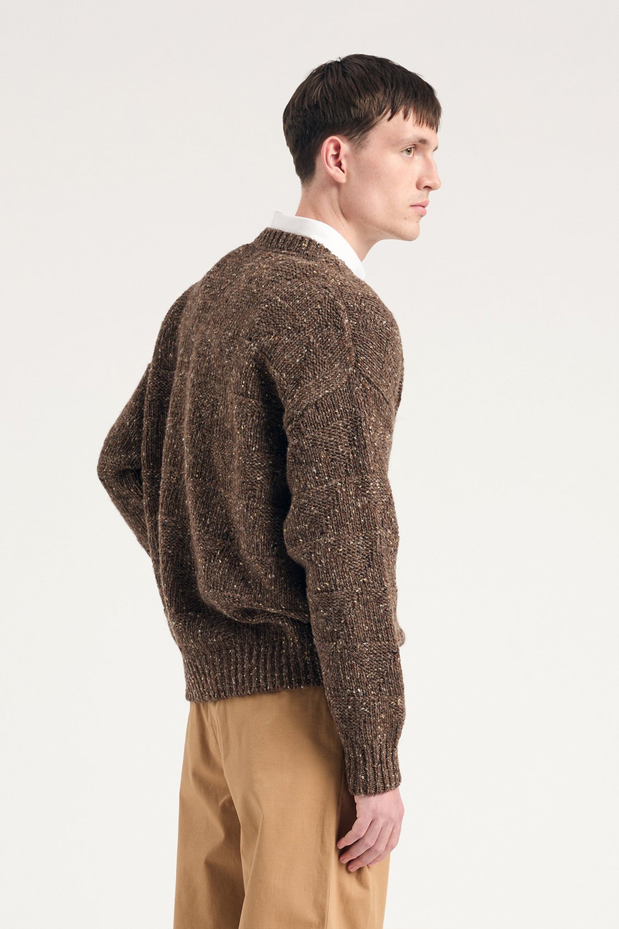 Jonas Donegal Diamond Sweater Seal Brown