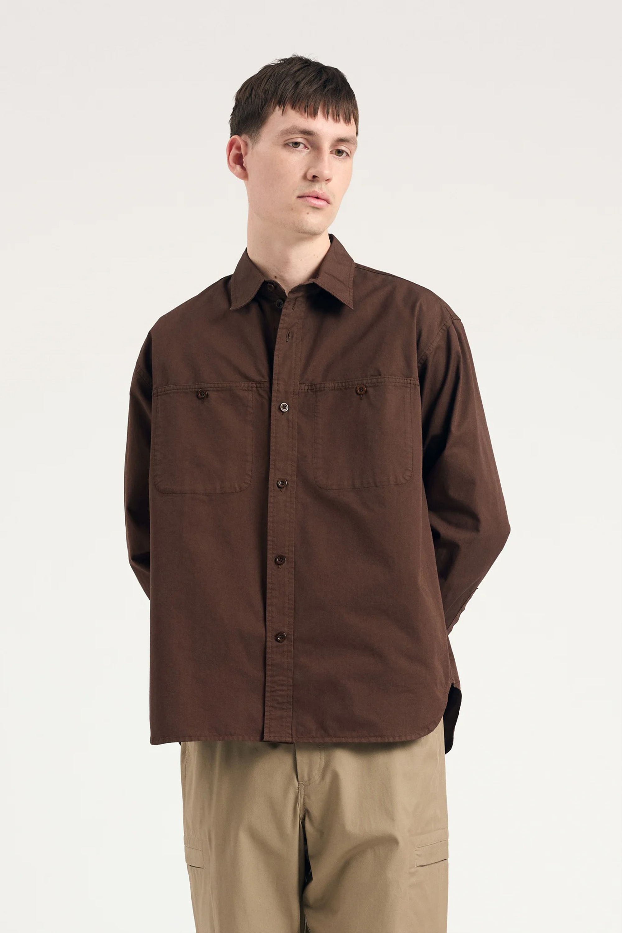 Julius Mineral Dyed Oversize Shirt Espresso