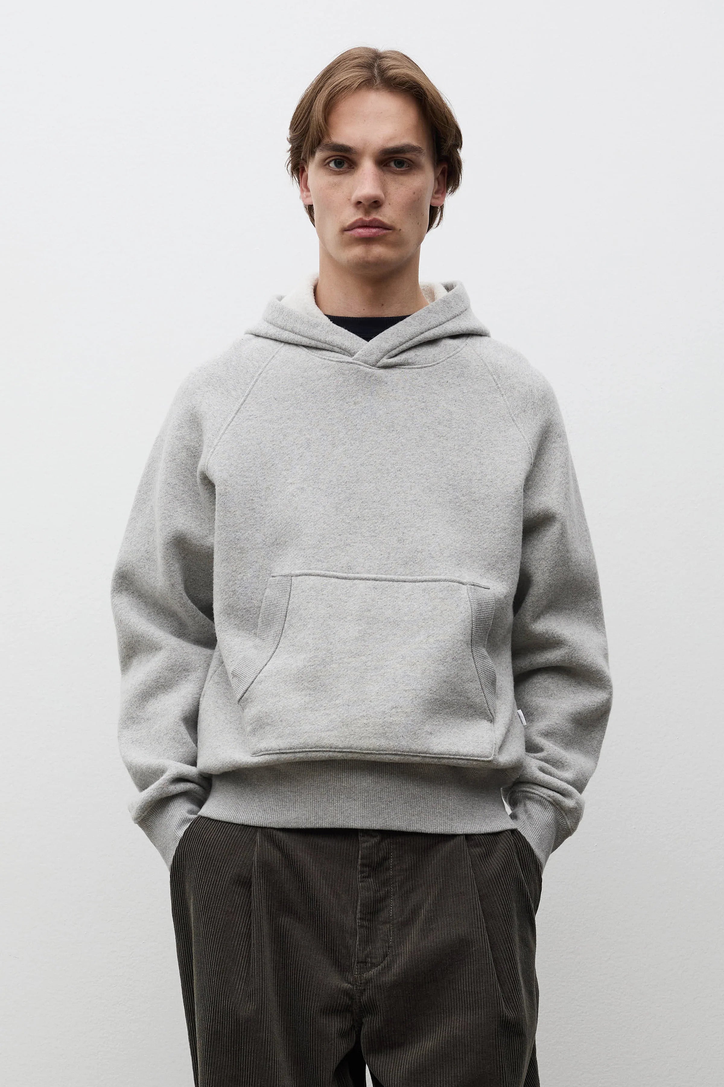 Kerid Relaxed Cotton Wool Hoodie Grey Melange_1