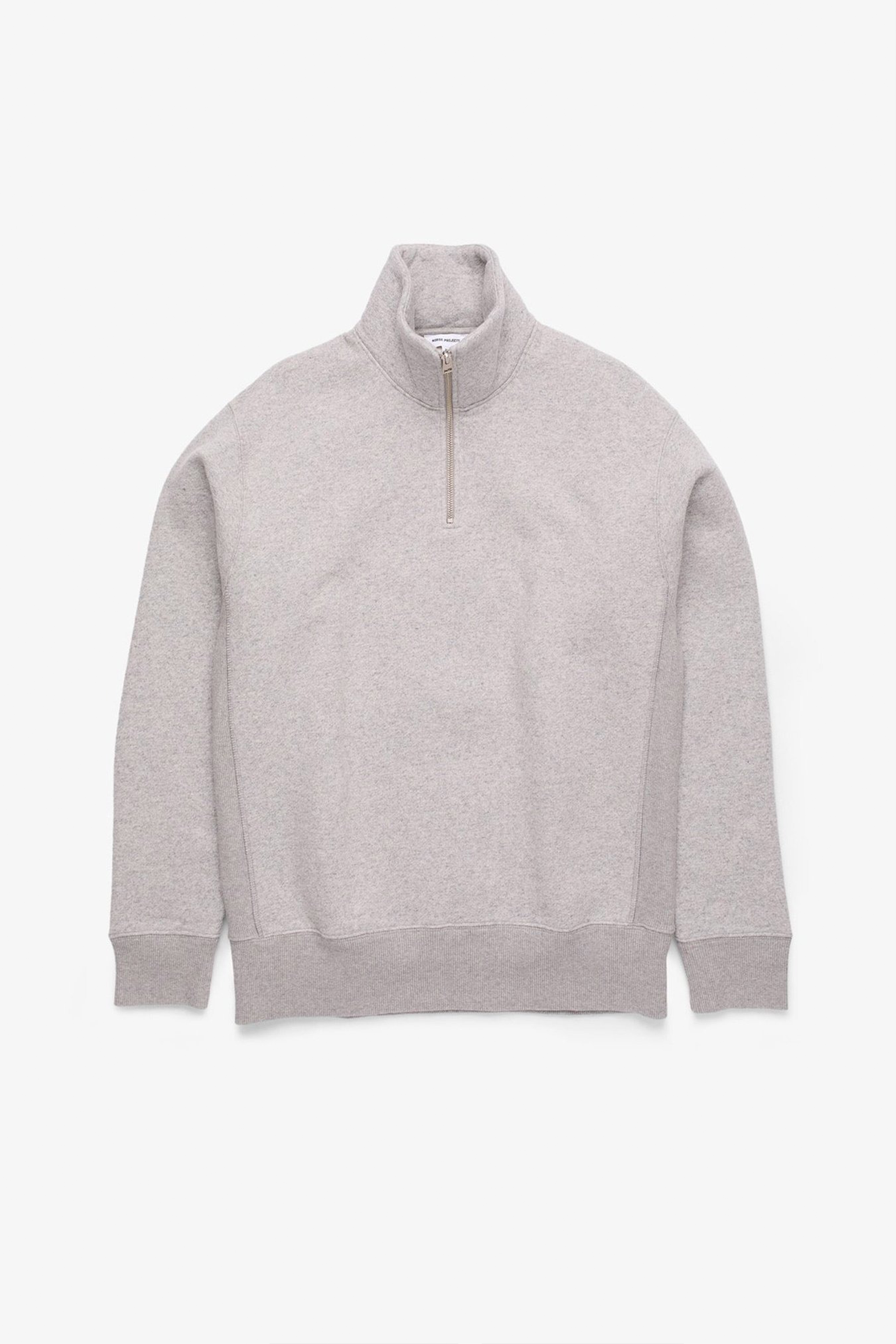 Ketel Cotton Wool Half Zip Sweatshirt Grey Melange
