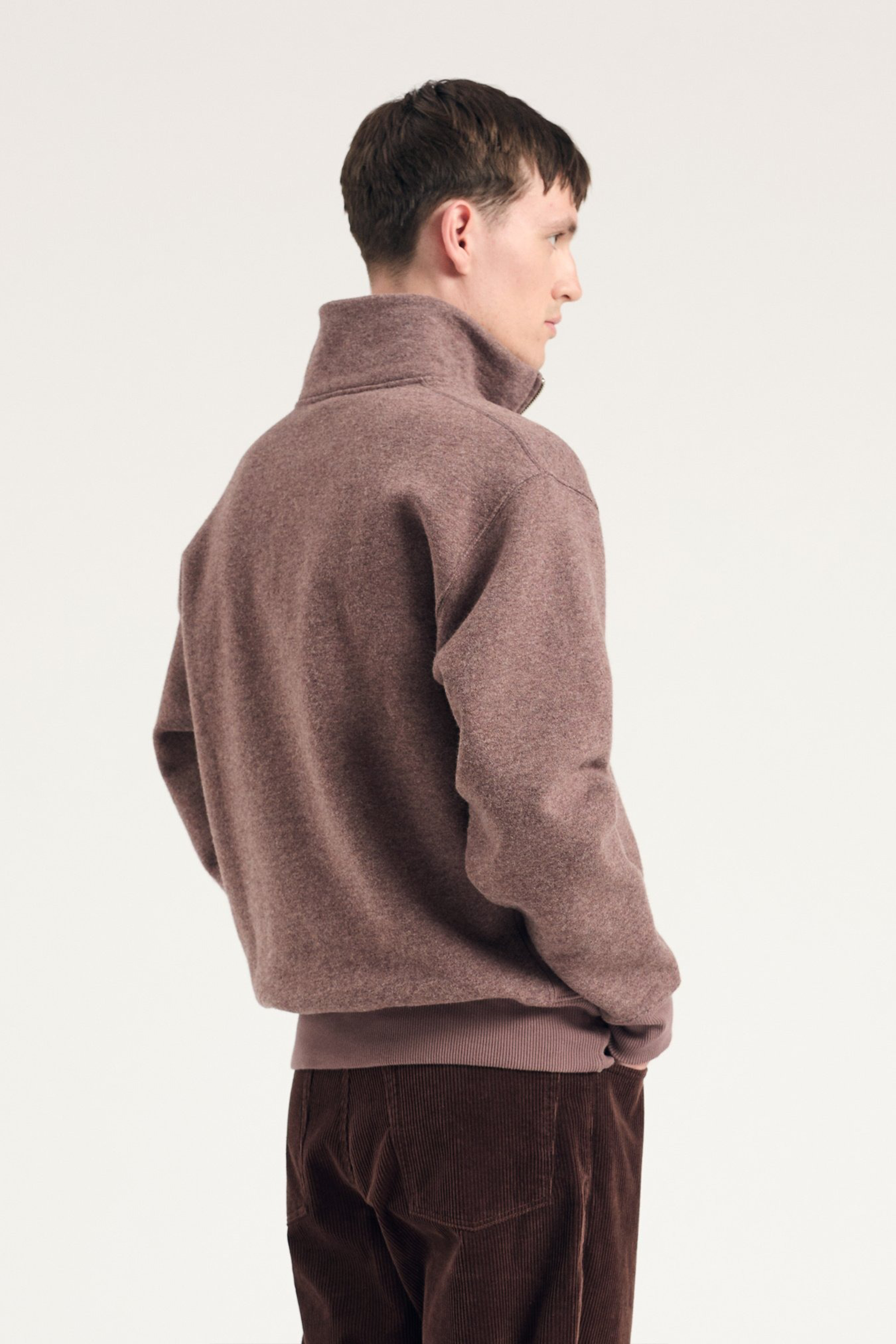Ketel Cotton Wool Half Zip Sweatshirt Walnut