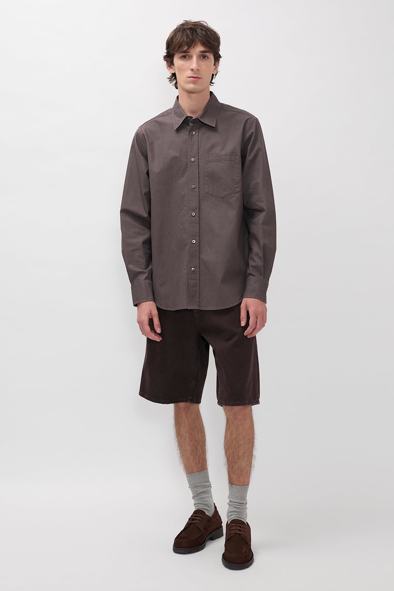 Kongshoved Cotton Faded Pigment Dyed Relaxed Shirt Shale