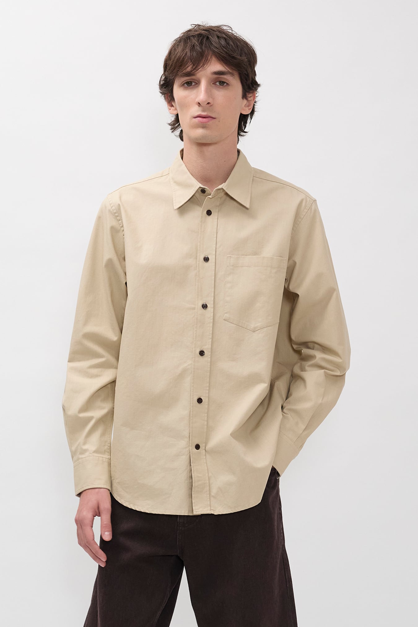 Kongshoved Cotton Faded Pigment Dyed Relaxed Shirt Tan_2