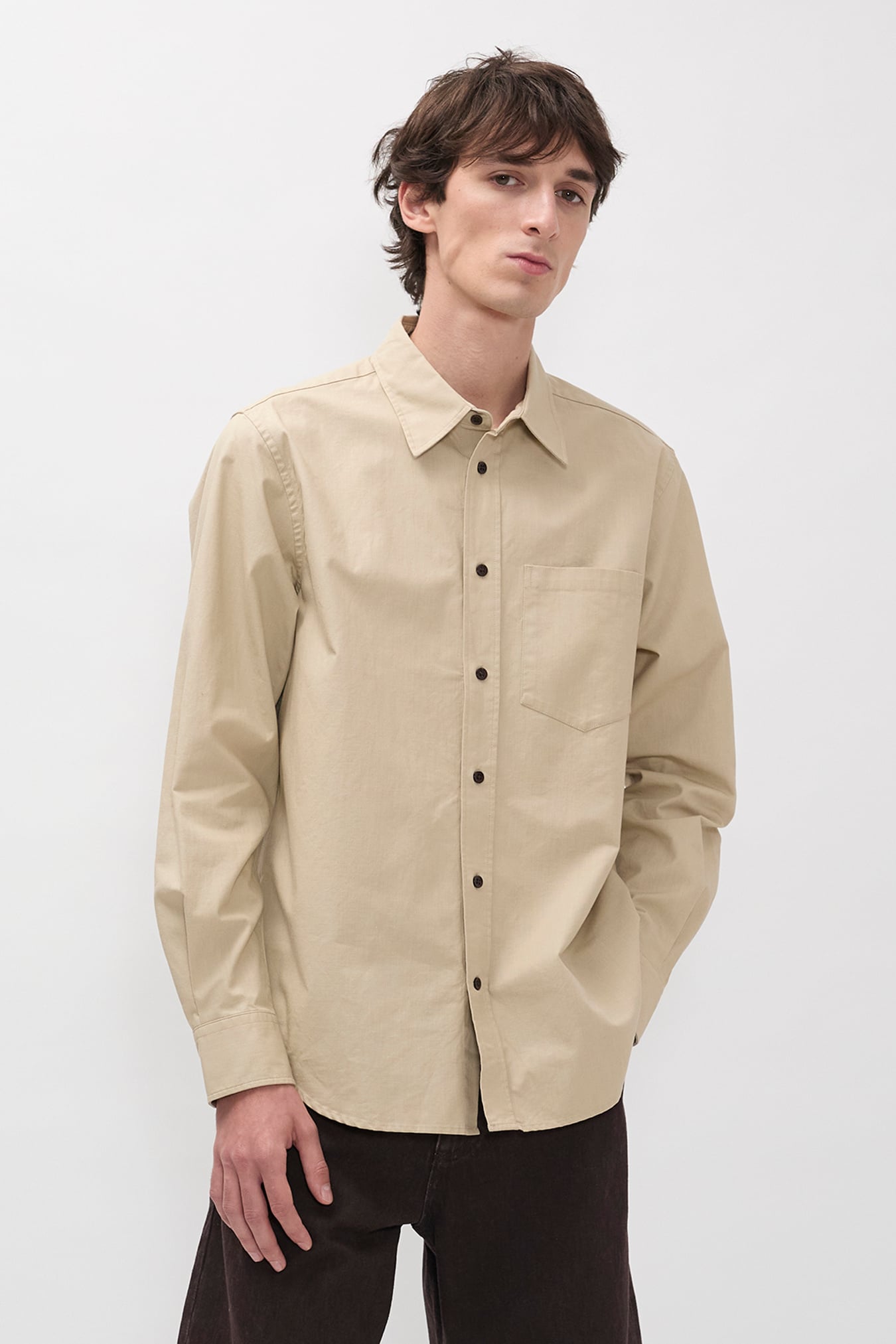 Kongshoved Cotton Faded Pigment Dyed Relaxed Shirt Tan_3
