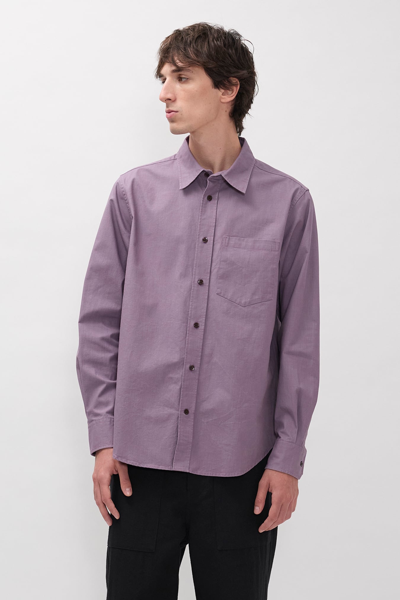 Kongshoved Cotton Faded Pigment Dyed Relaxed Shirt Vintage Violet