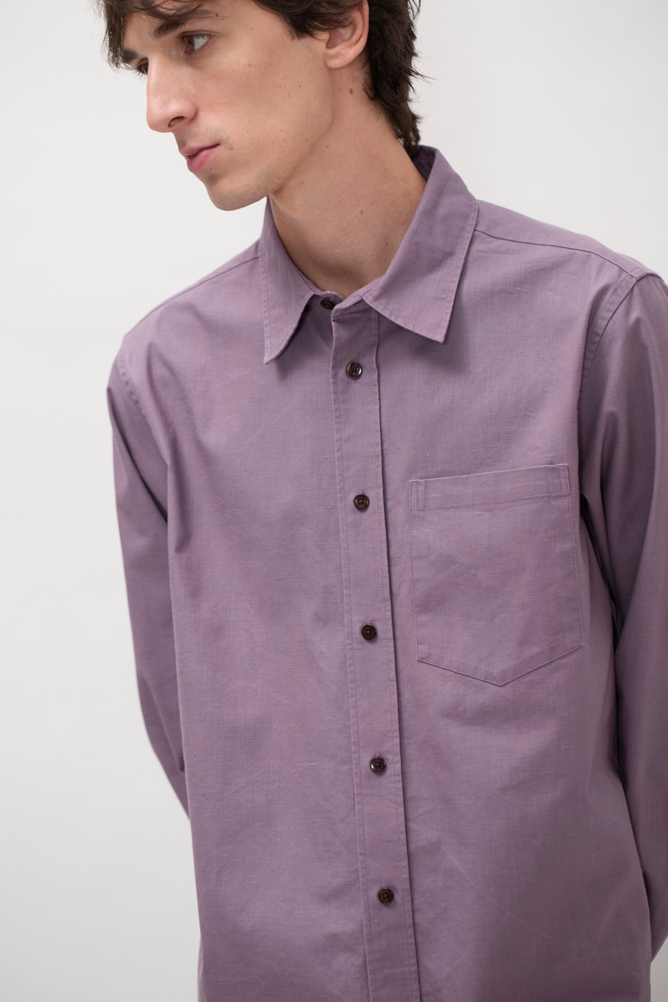 Kongshoved Cotton Faded Pigment Dyed Relaxed Shirt Vintage Violet_6