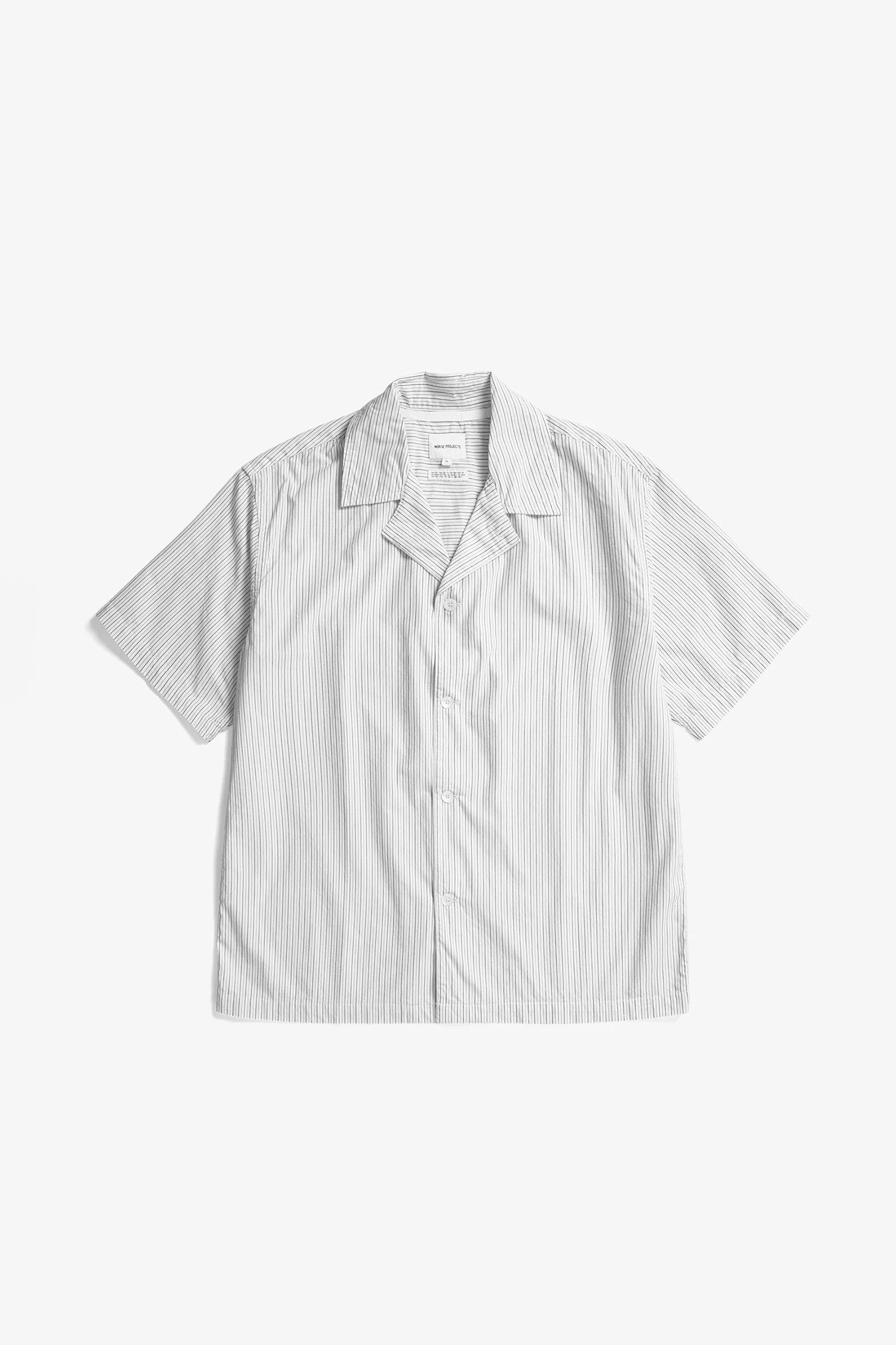 Mads Poplin Stripe SS Shirt Ecru_1