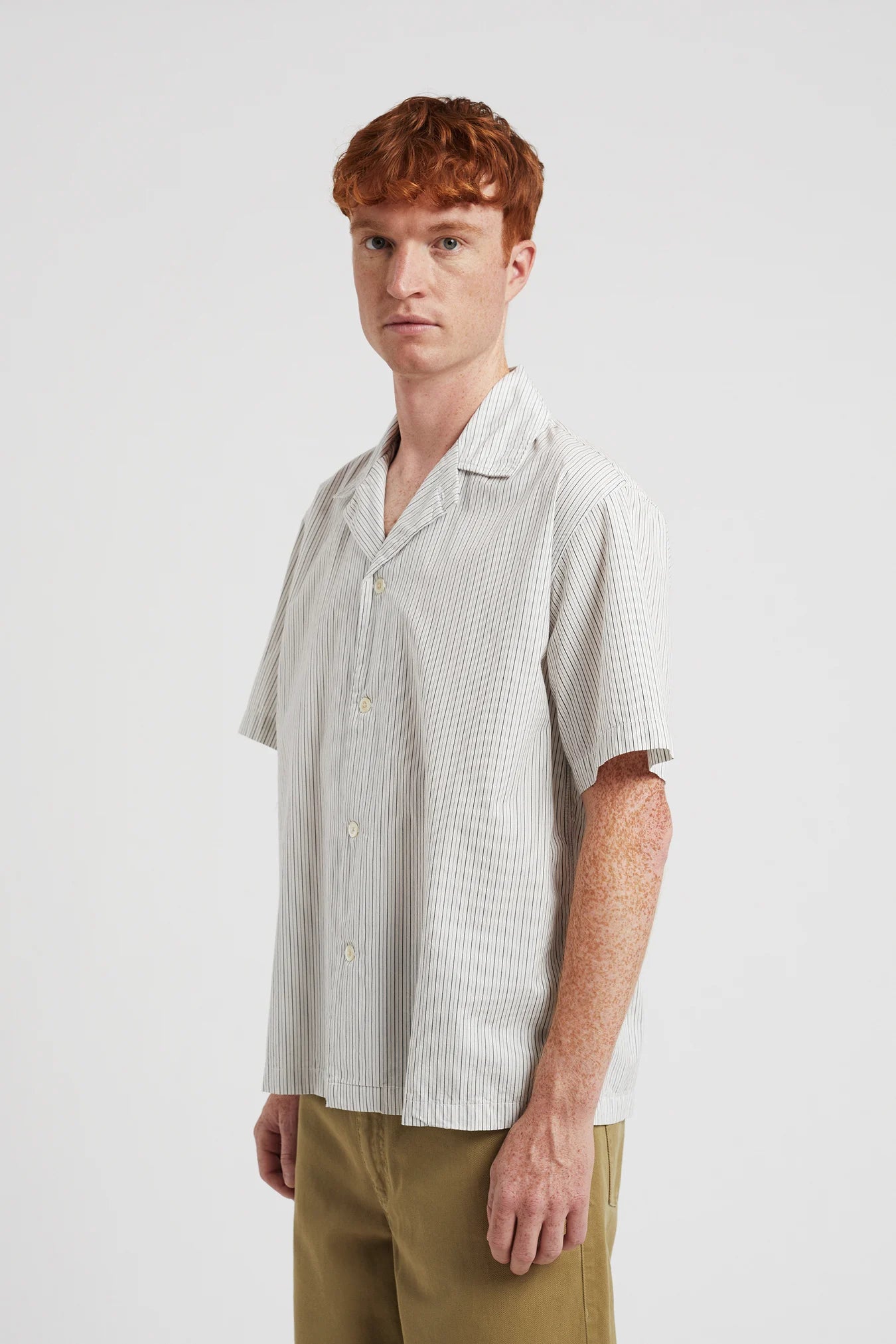 Mads Poplin Stripe SS Shirt Ecru_6