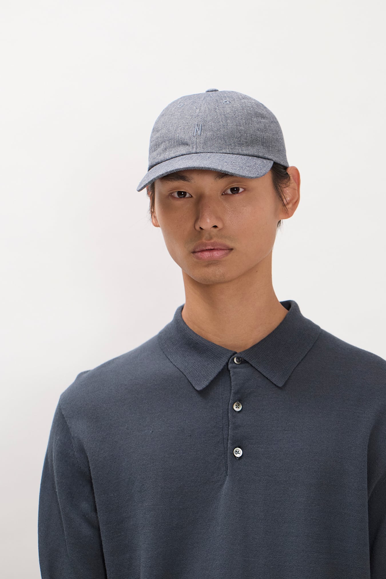 Mini Herringbone Twill 6-Panel Cap Dark Navy