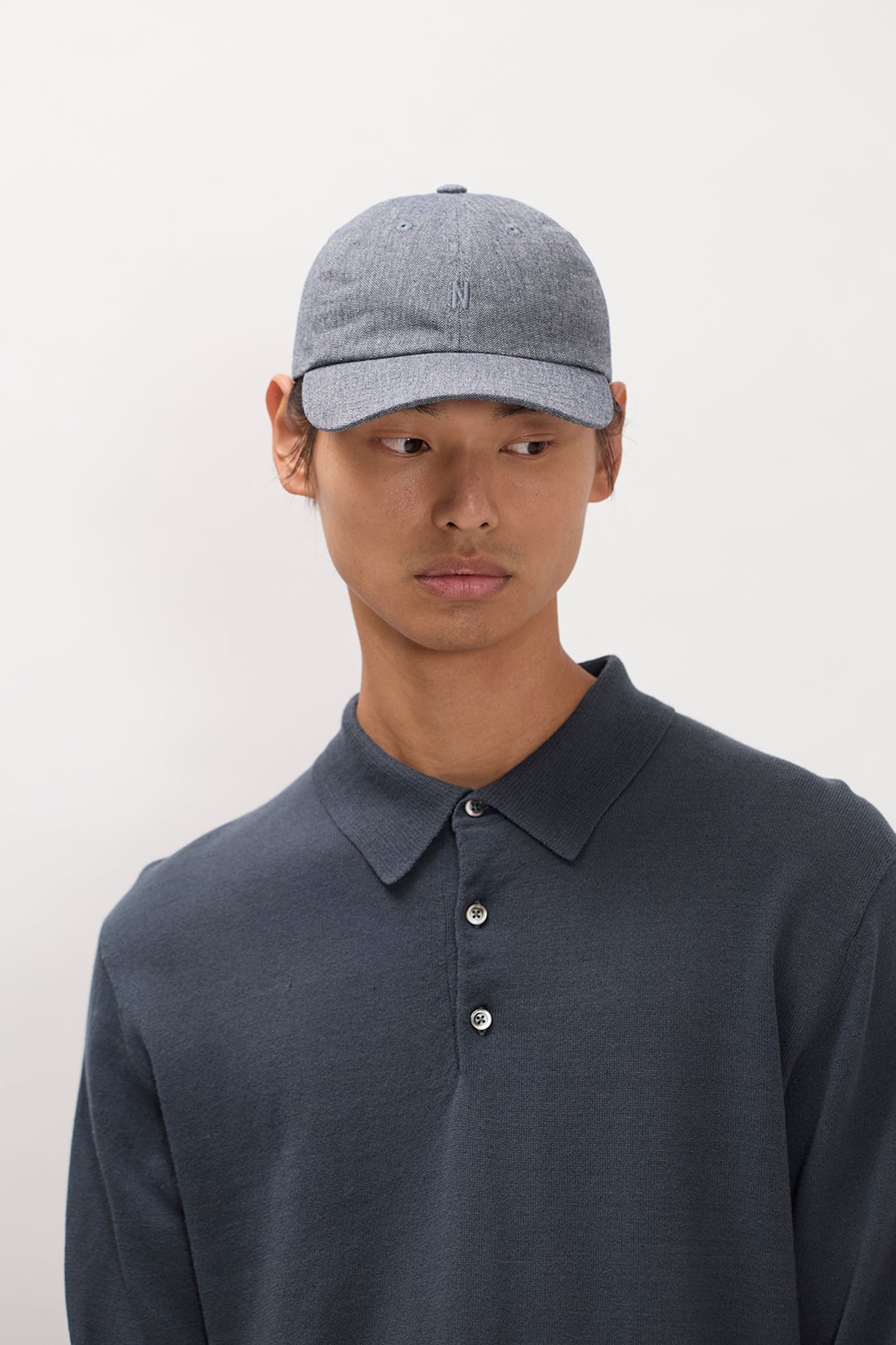 Mini Herringbone Twill 6-Panel Cap Dark Navy