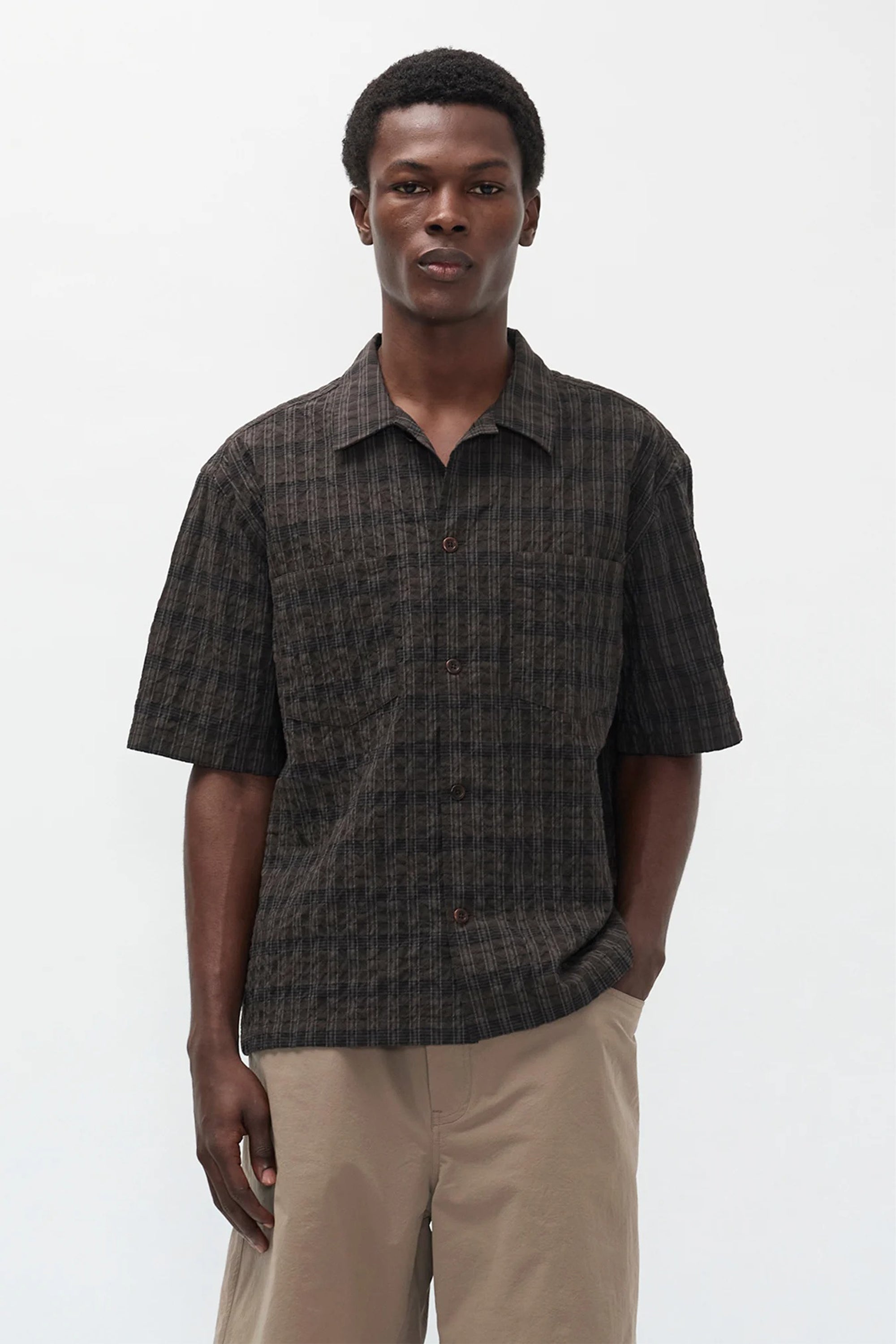 Mols Check SS Camp Shirt Delicioso Brown