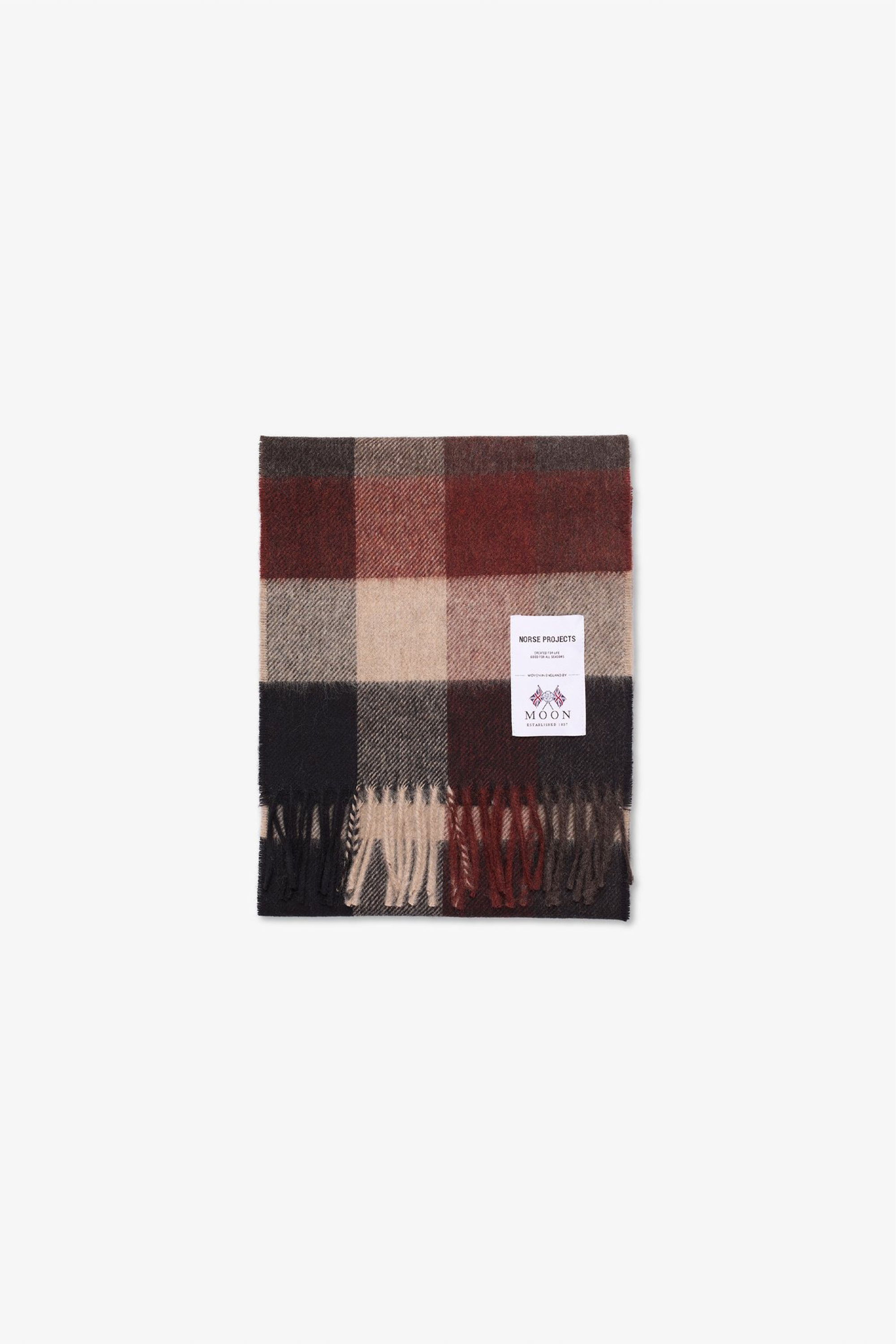 Moon Merino Lambswool Checked Scarf Espresso