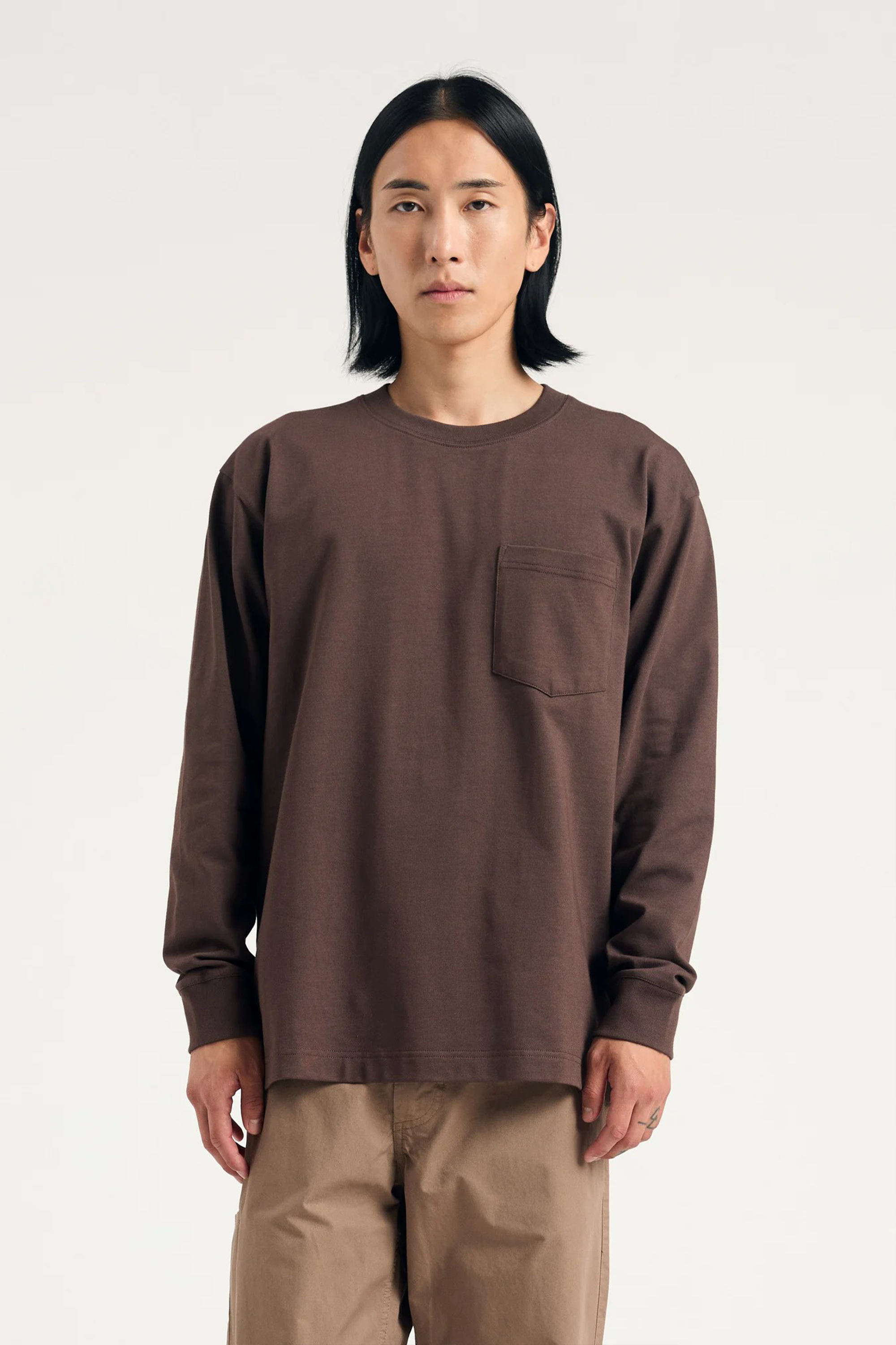 Norse Standard Heavy Loose LS T-Shirt Seal Brown