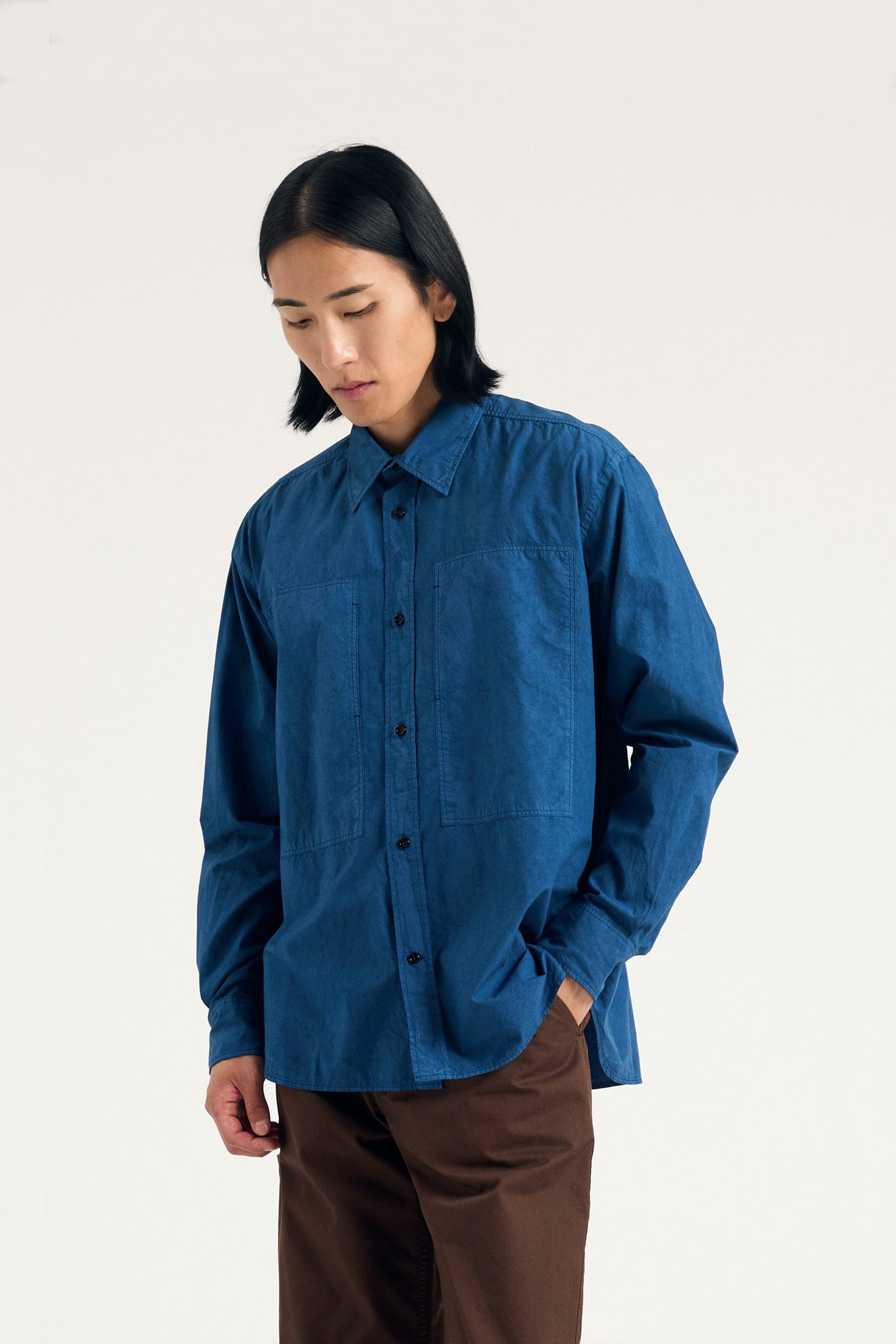 Ole Fatigue Cotton Tencel Shirt Estate Blue_1