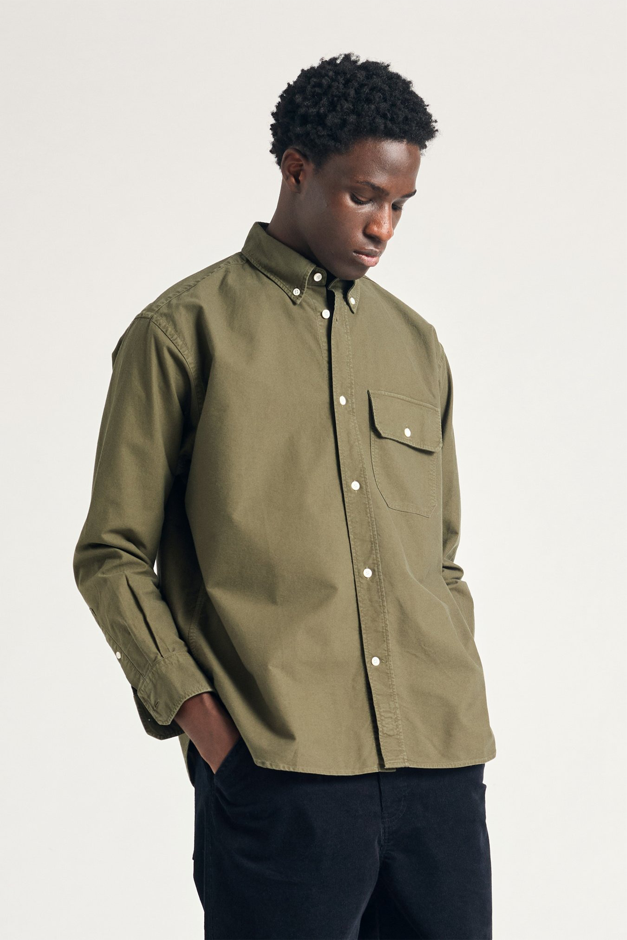 Ole Oversized GMD Oxford Shirt Olive Night_1
